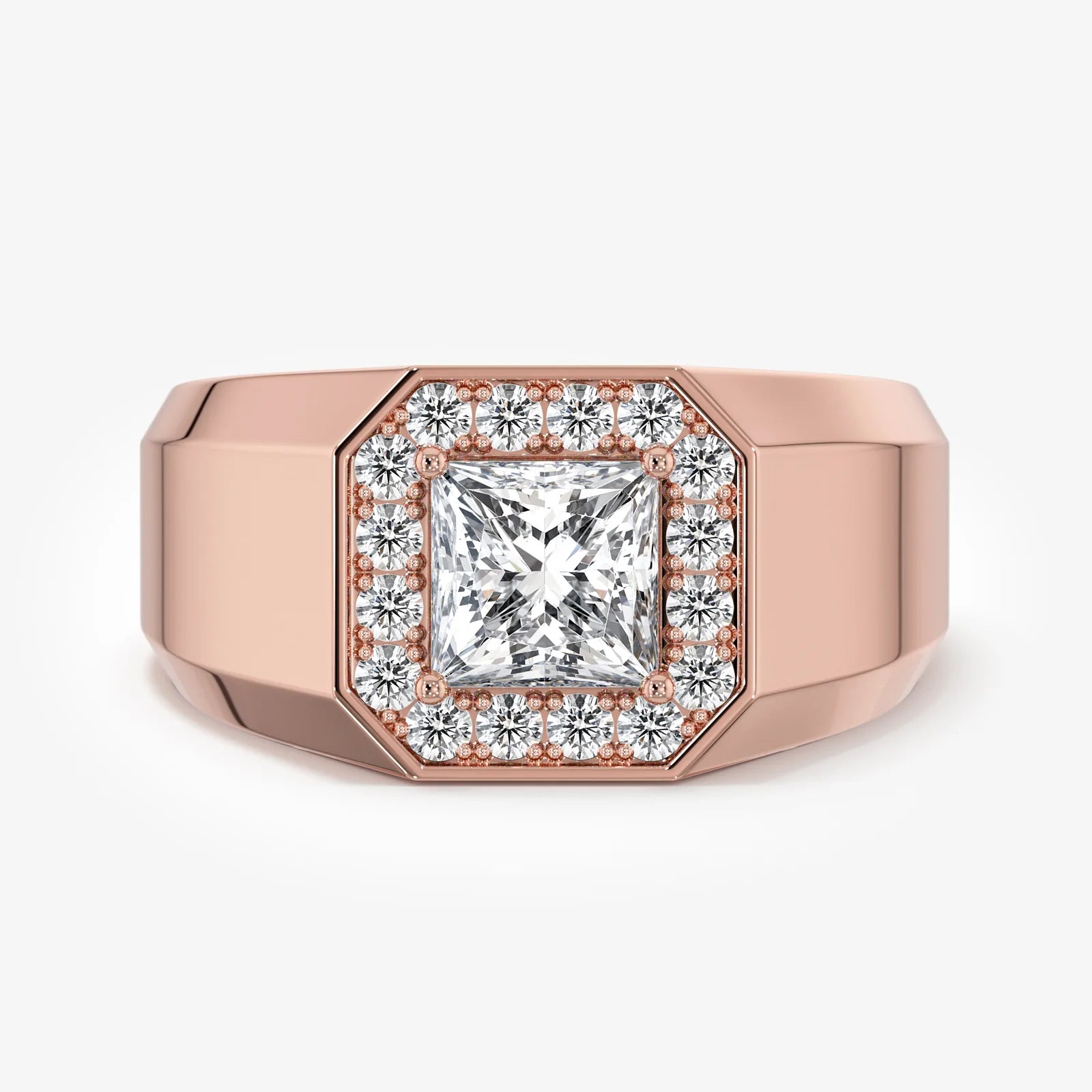 Men's Halo Signet Lab Diamond Ring