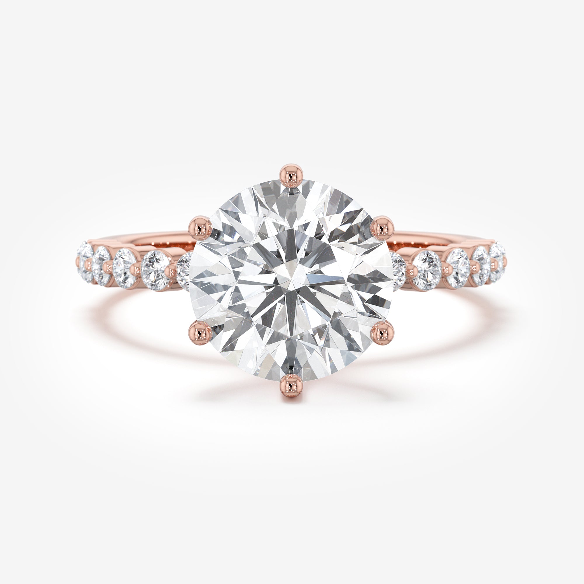 Shared-Prong Pavé Engagement Ring