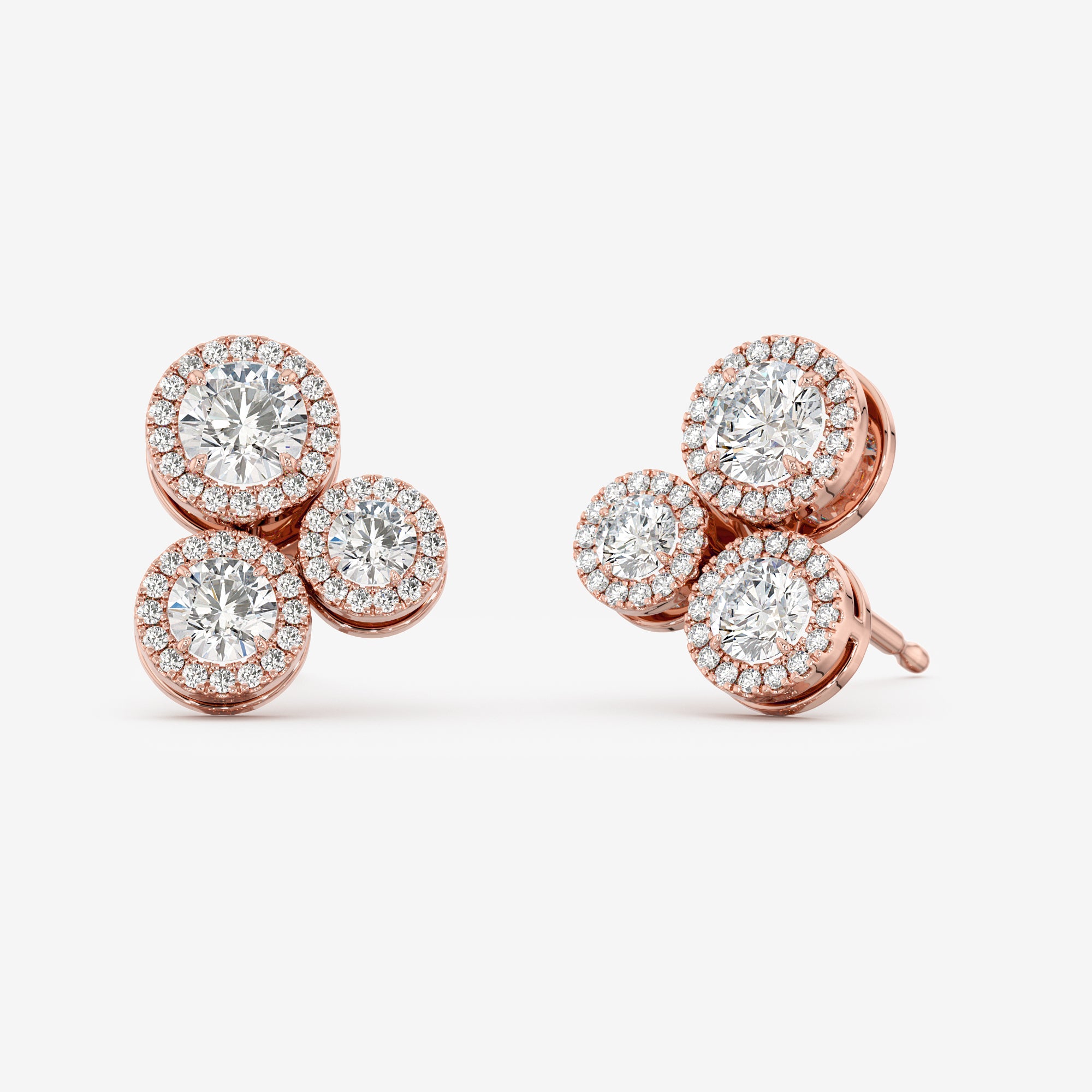 Three-Stone Stud Earrings