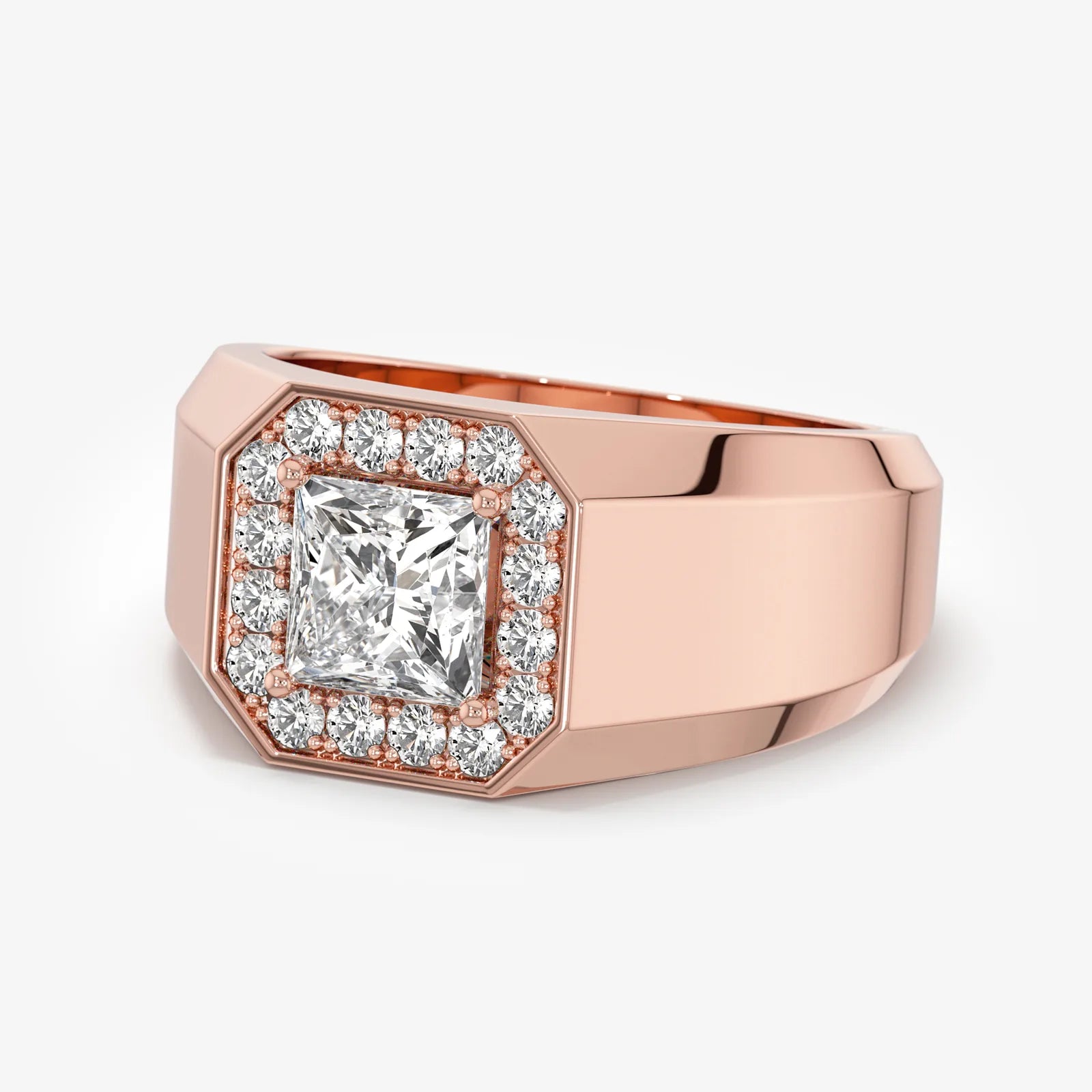 Men's Halo Signet Lab Diamond Ring