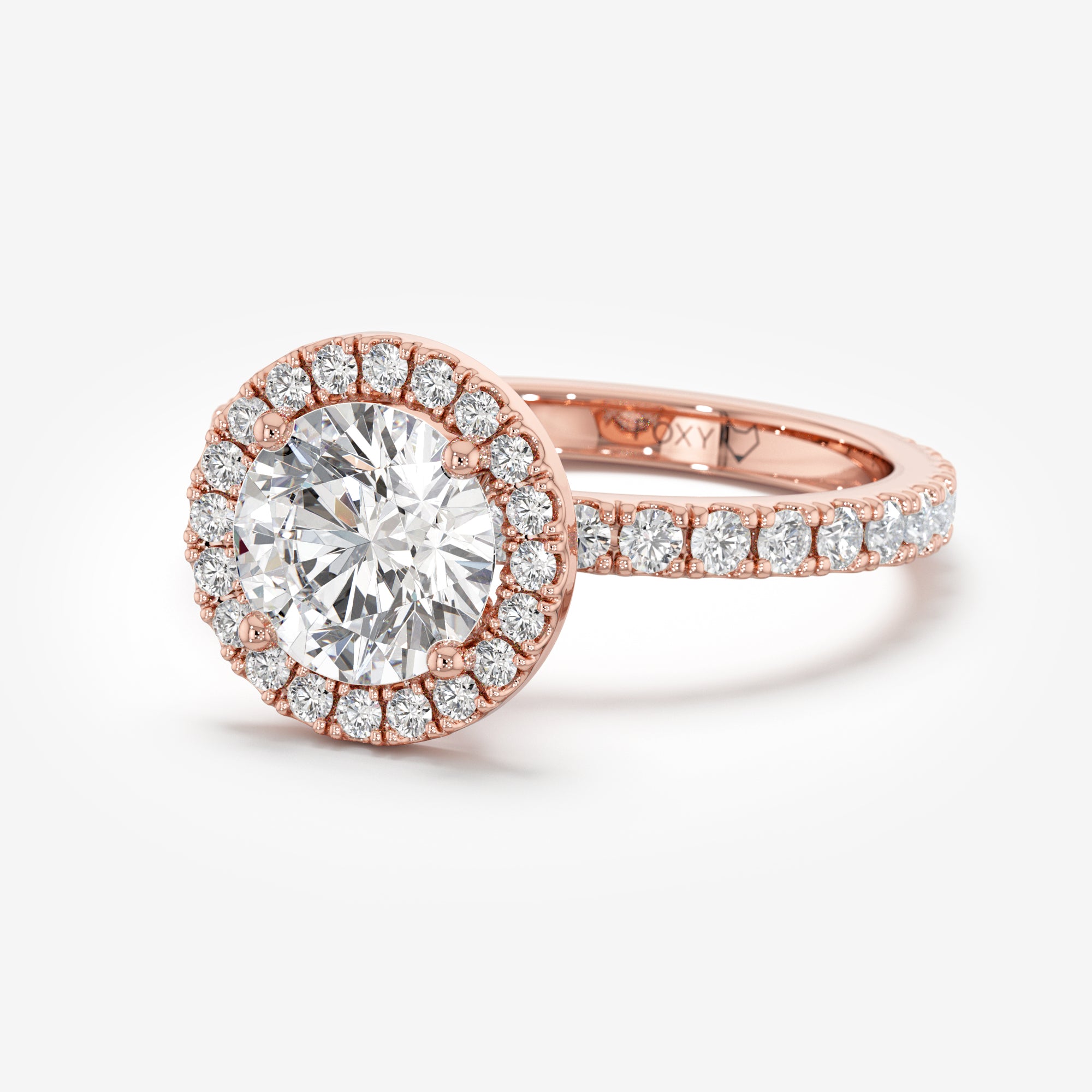 Pavé Diamond Halo Engagement Ring
