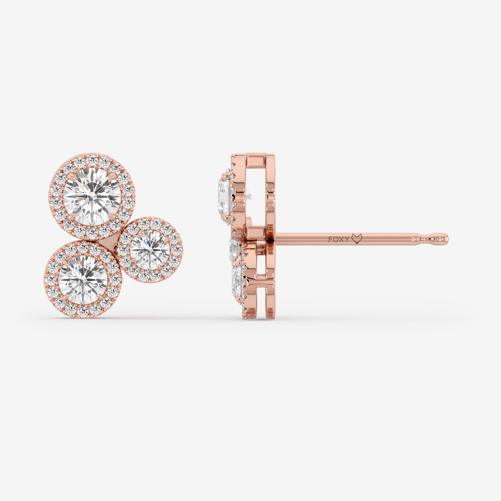 Three-Stone Stud Earrings
