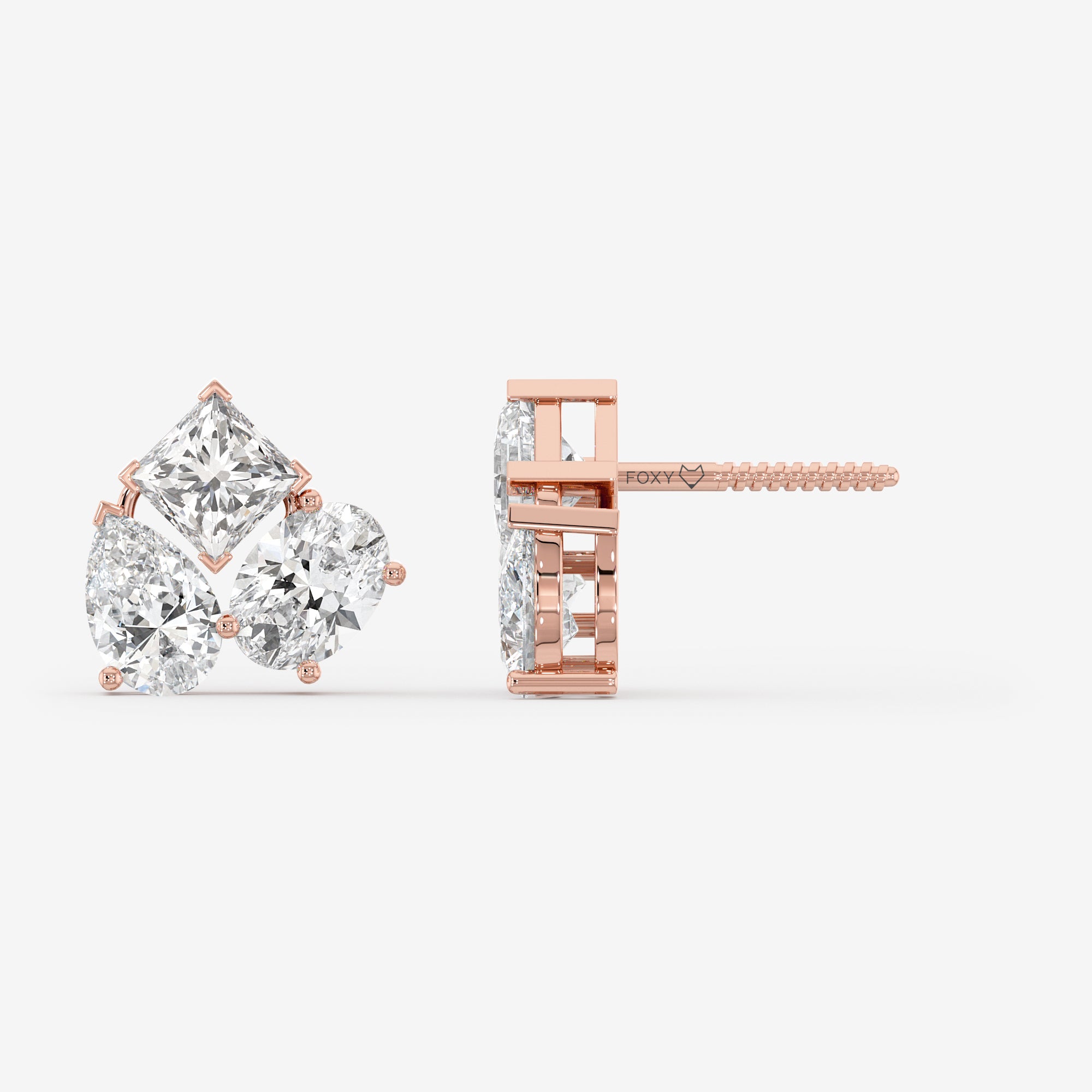 Three-Stone Stud Earrings