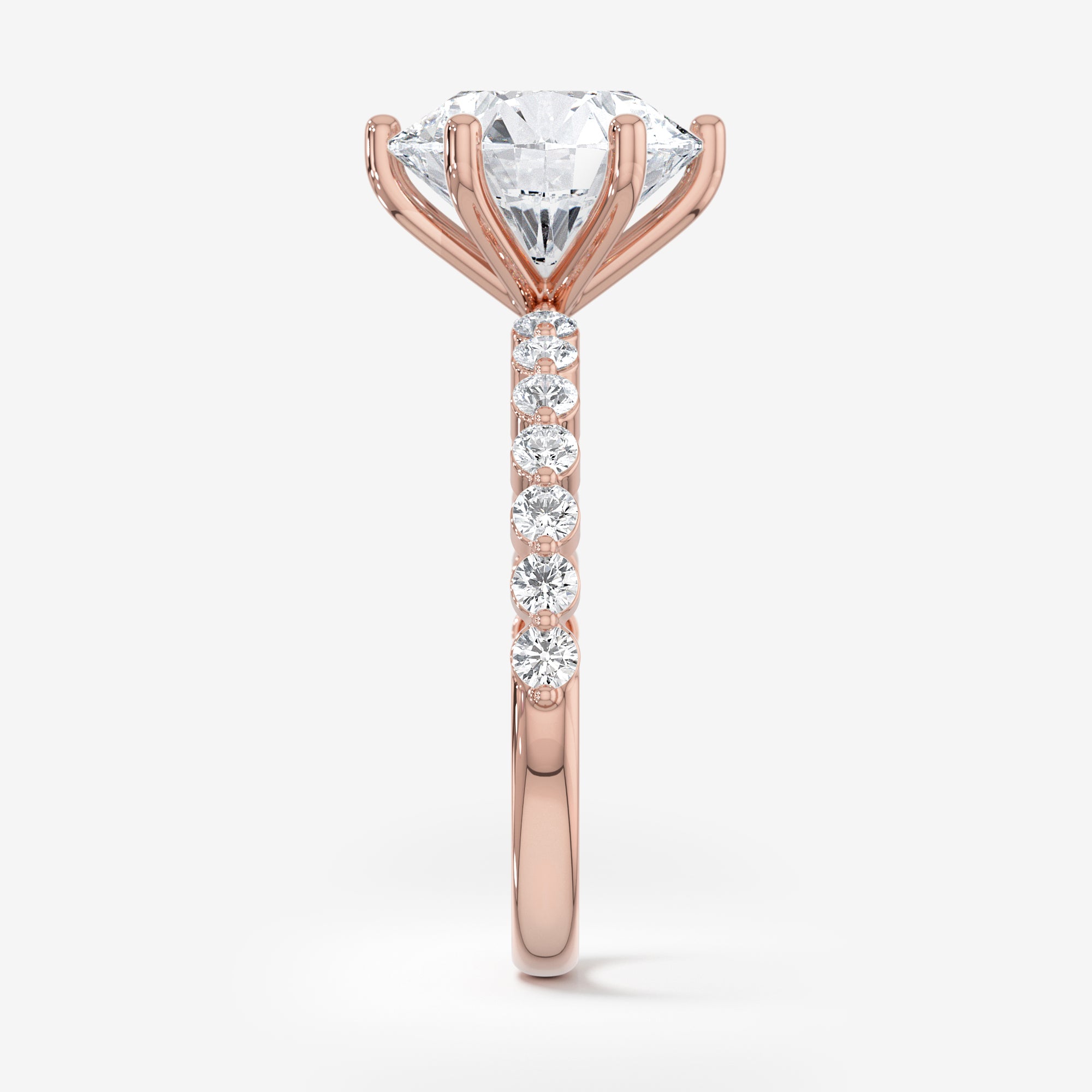 Shared-Prong Pavé Engagement Ring