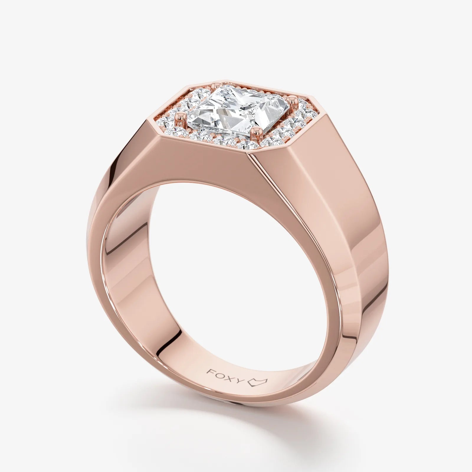 Men's Halo Signet Lab Diamond Ring