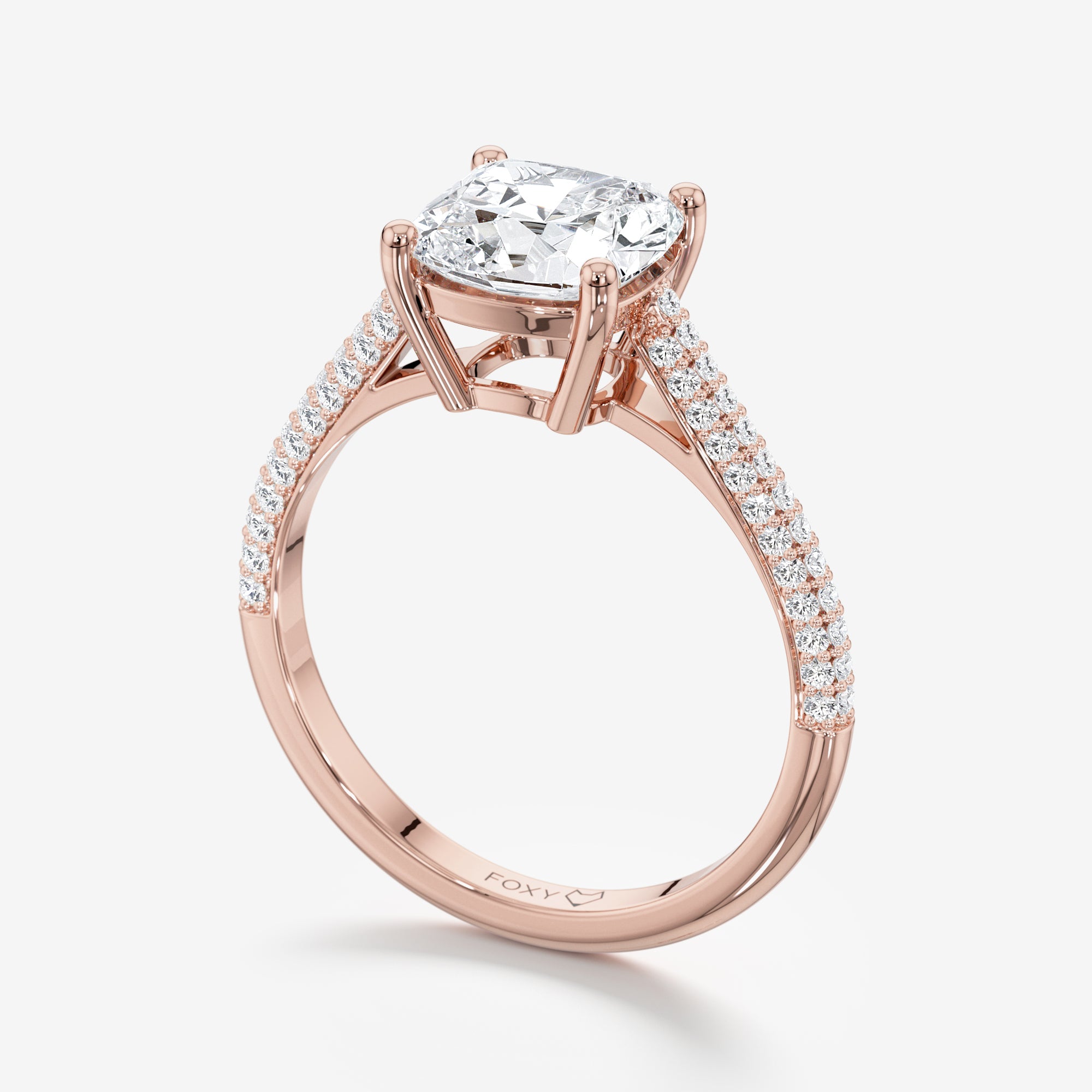 Cathedral Triple Pavé Engagement Ring