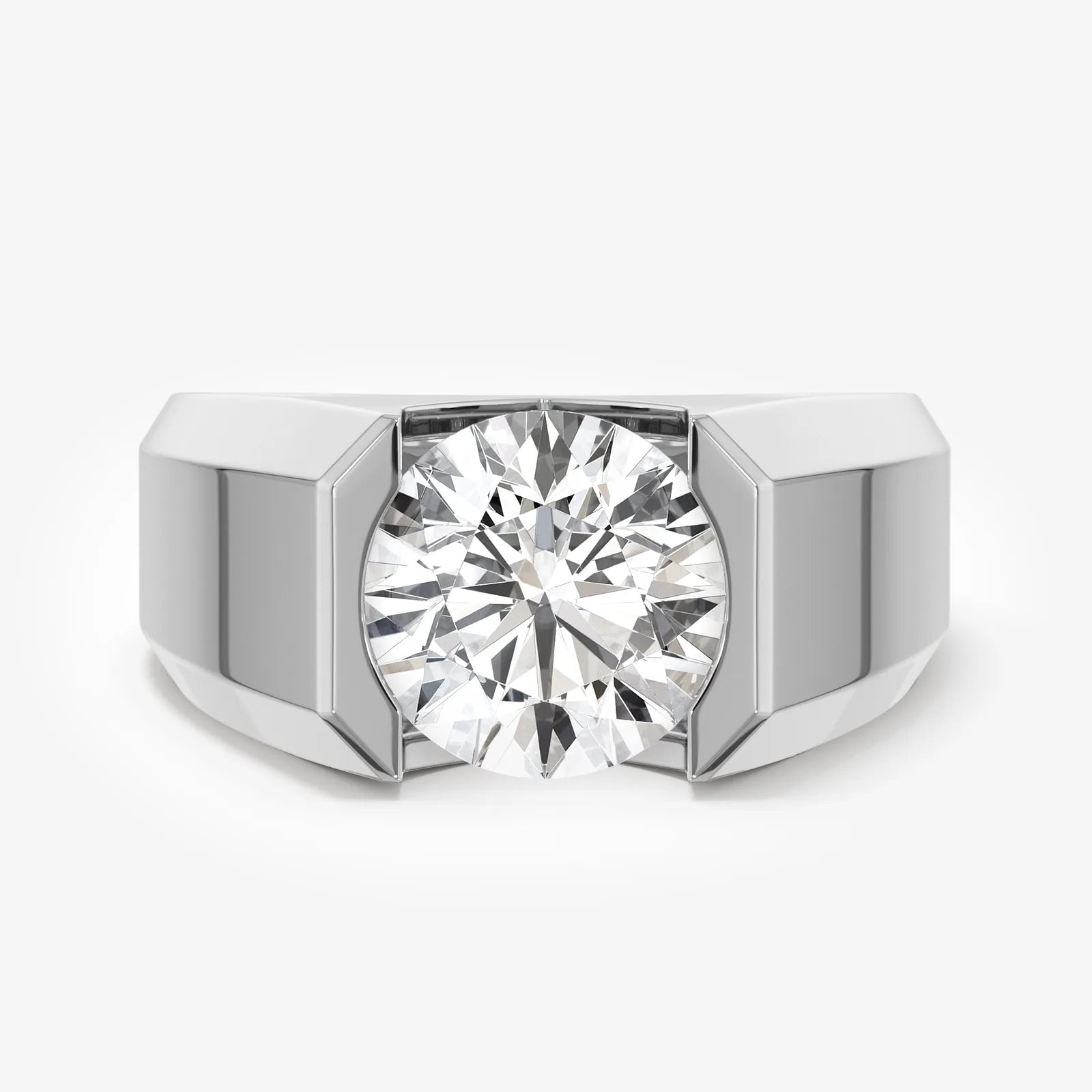 Men's Signet Round Cut Lab Diamond Ring