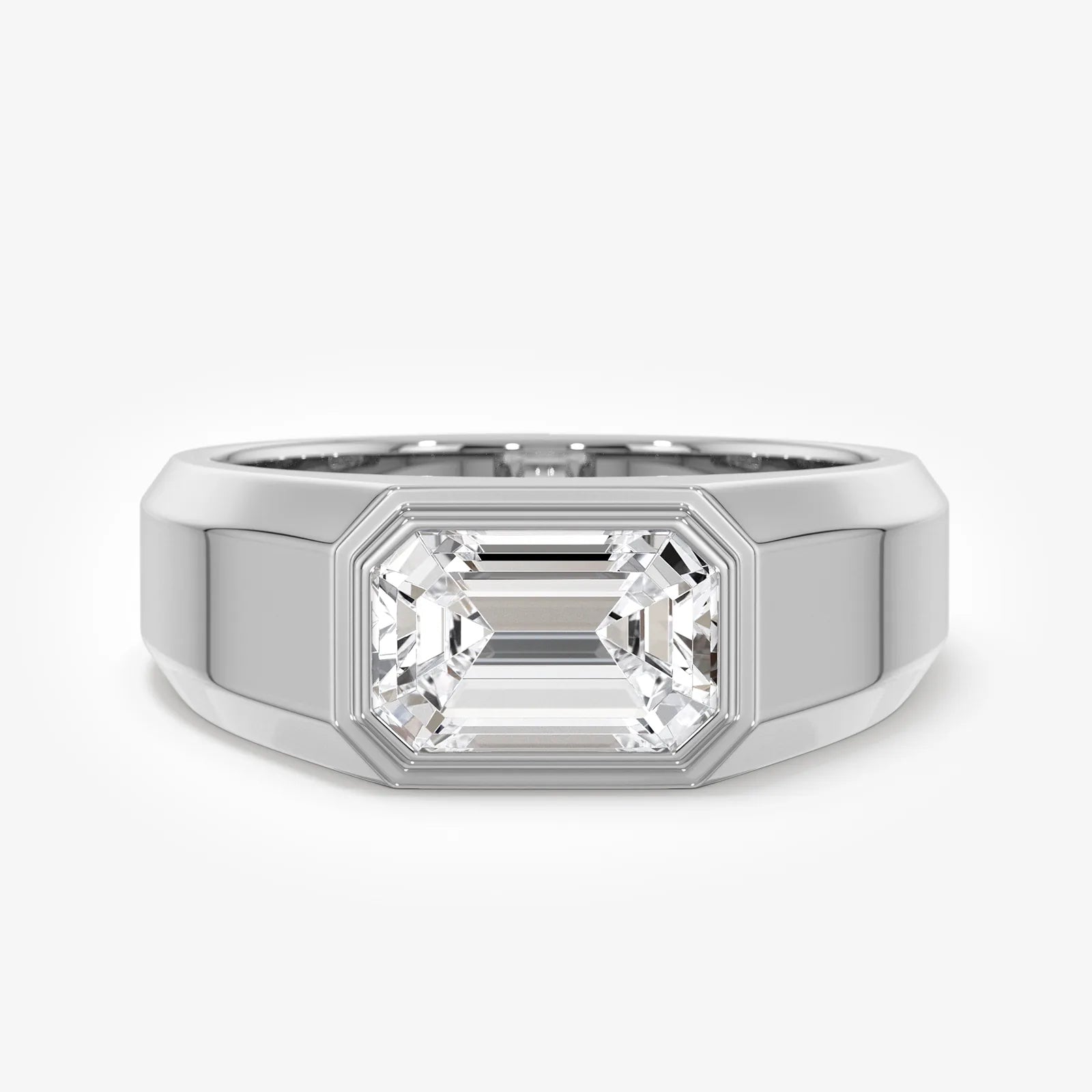 Men's Signet Emerald Cut Lab Diamond Ring