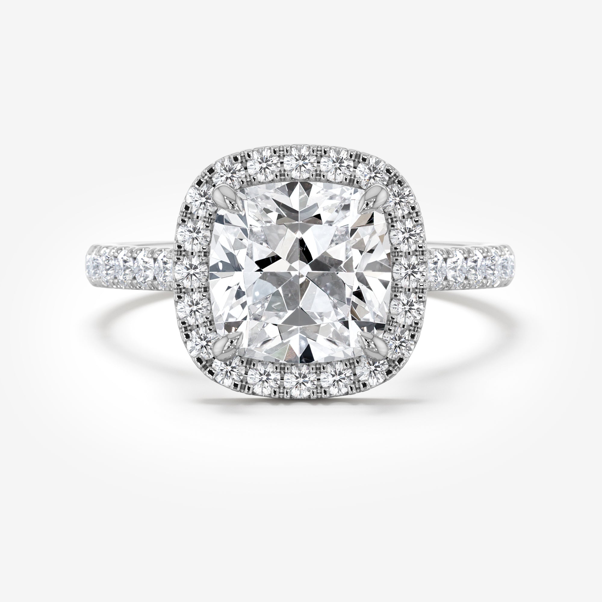 Pavé Diamond Halo Engagement Ring