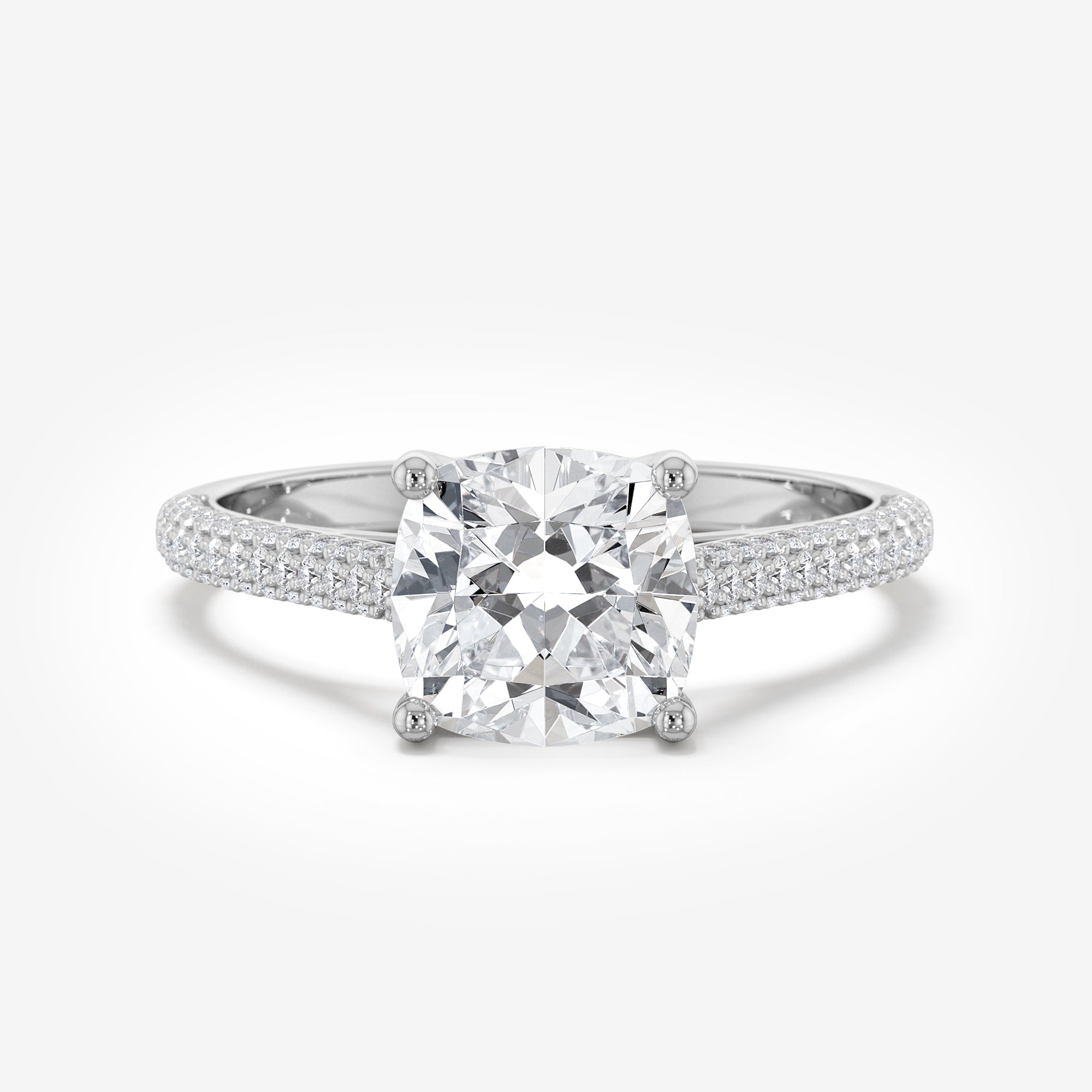Cathedral Triple Pavé Engagement Ring