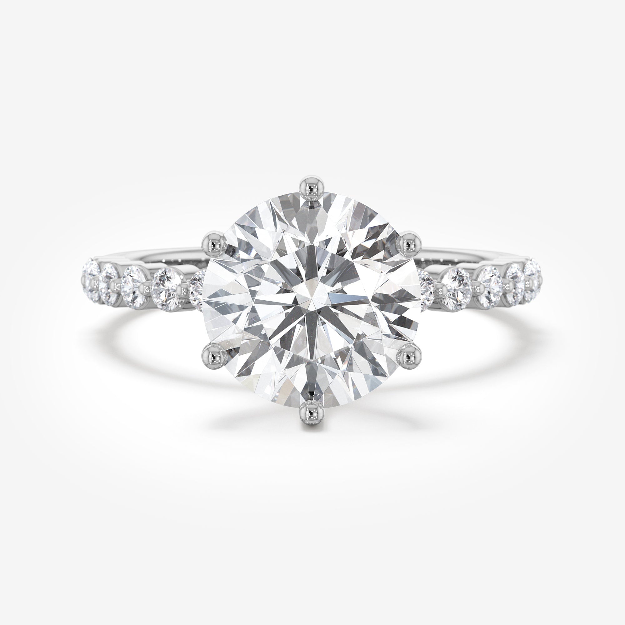 Shared-Prong Pavé Engagement Ring