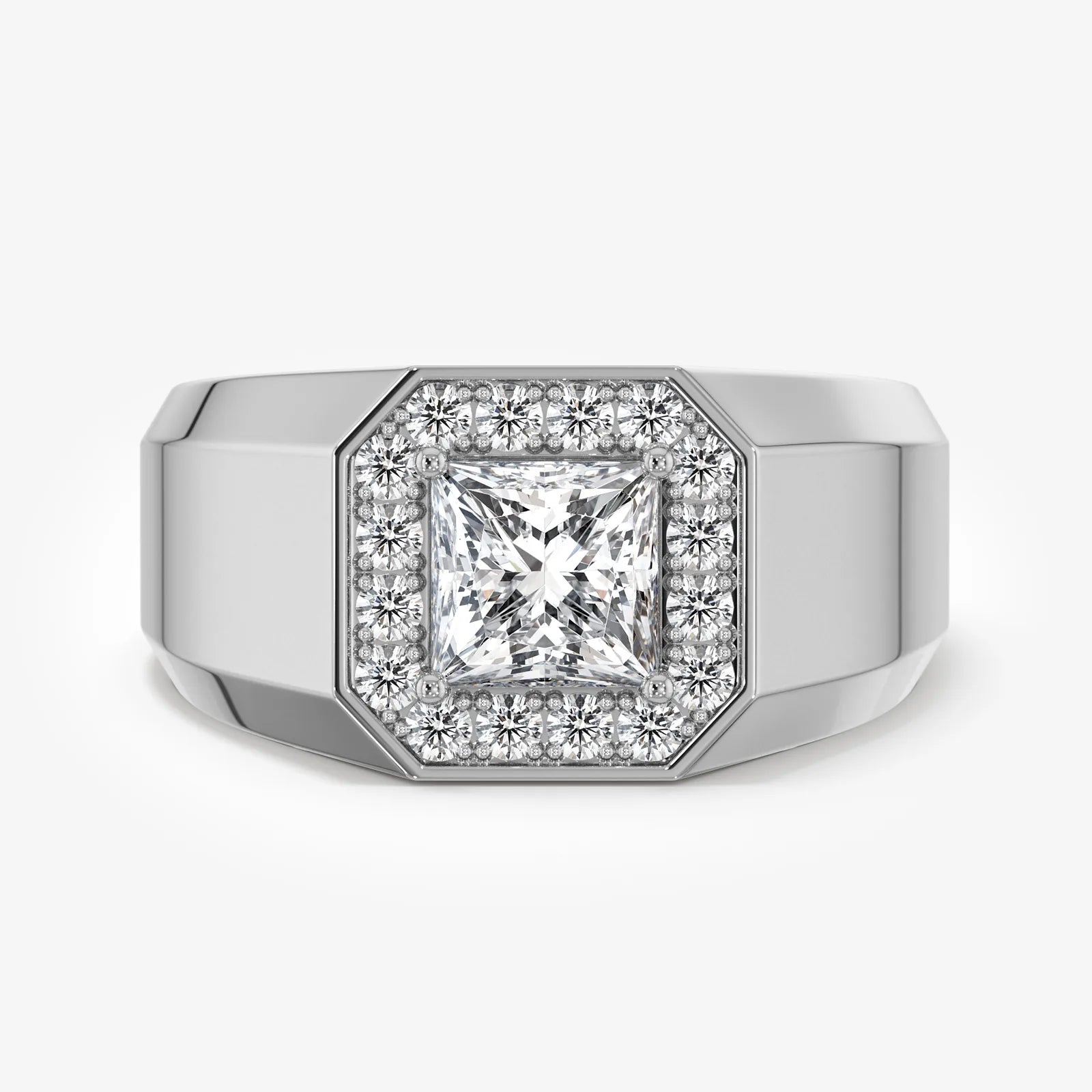 Men's Halo Signet Lab Diamond Ring