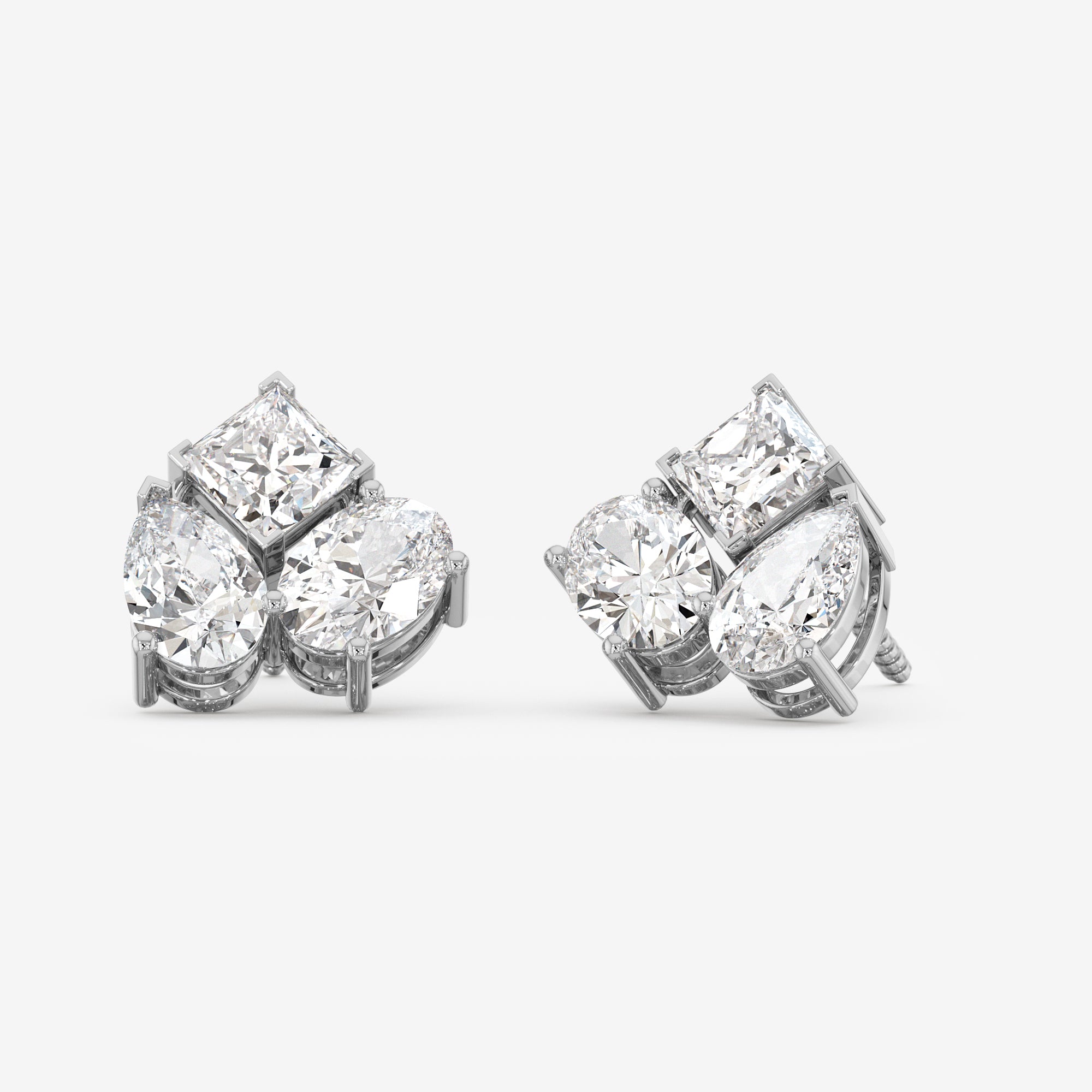 Three-Stone Stud Earrings