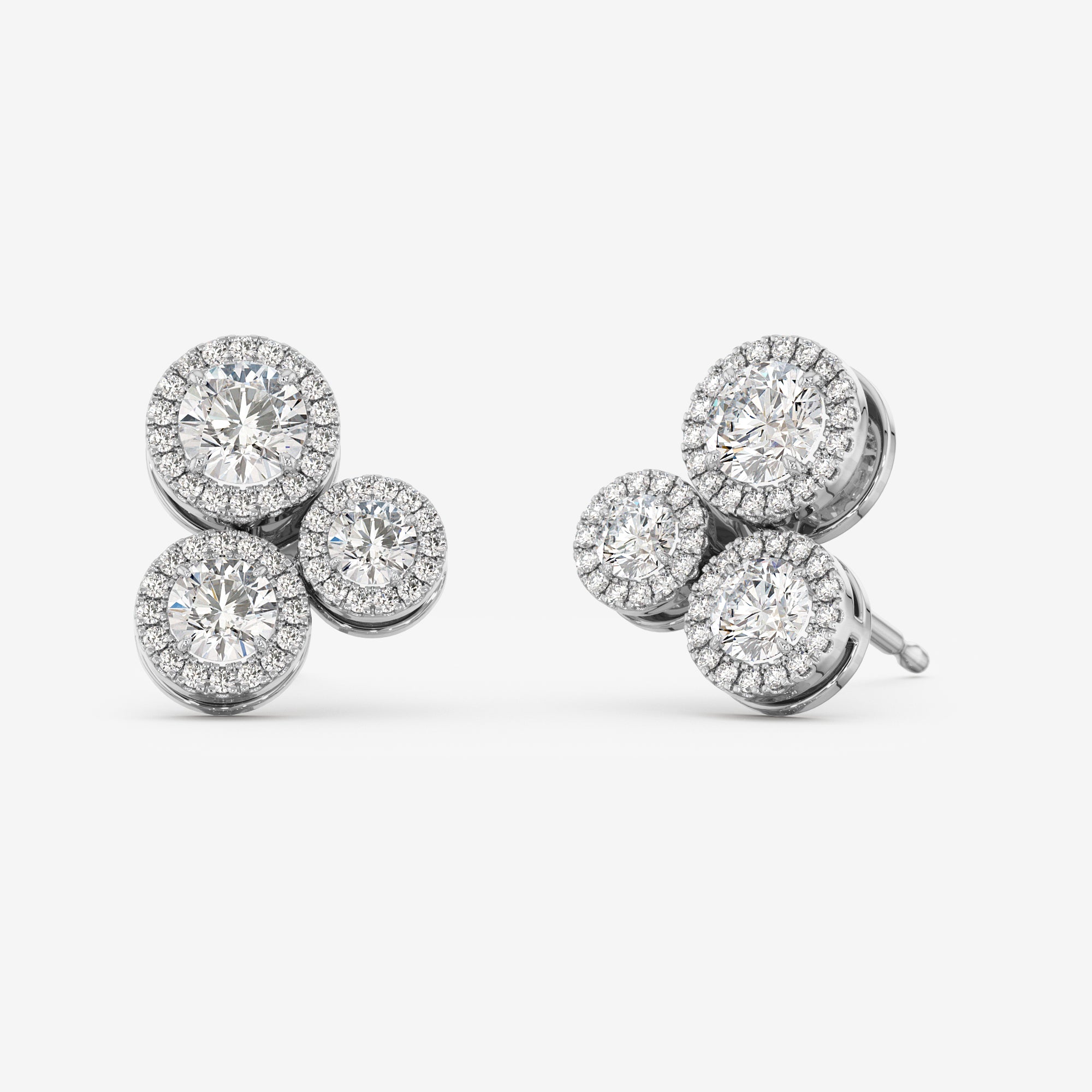 Three-Stone Stud Earrings