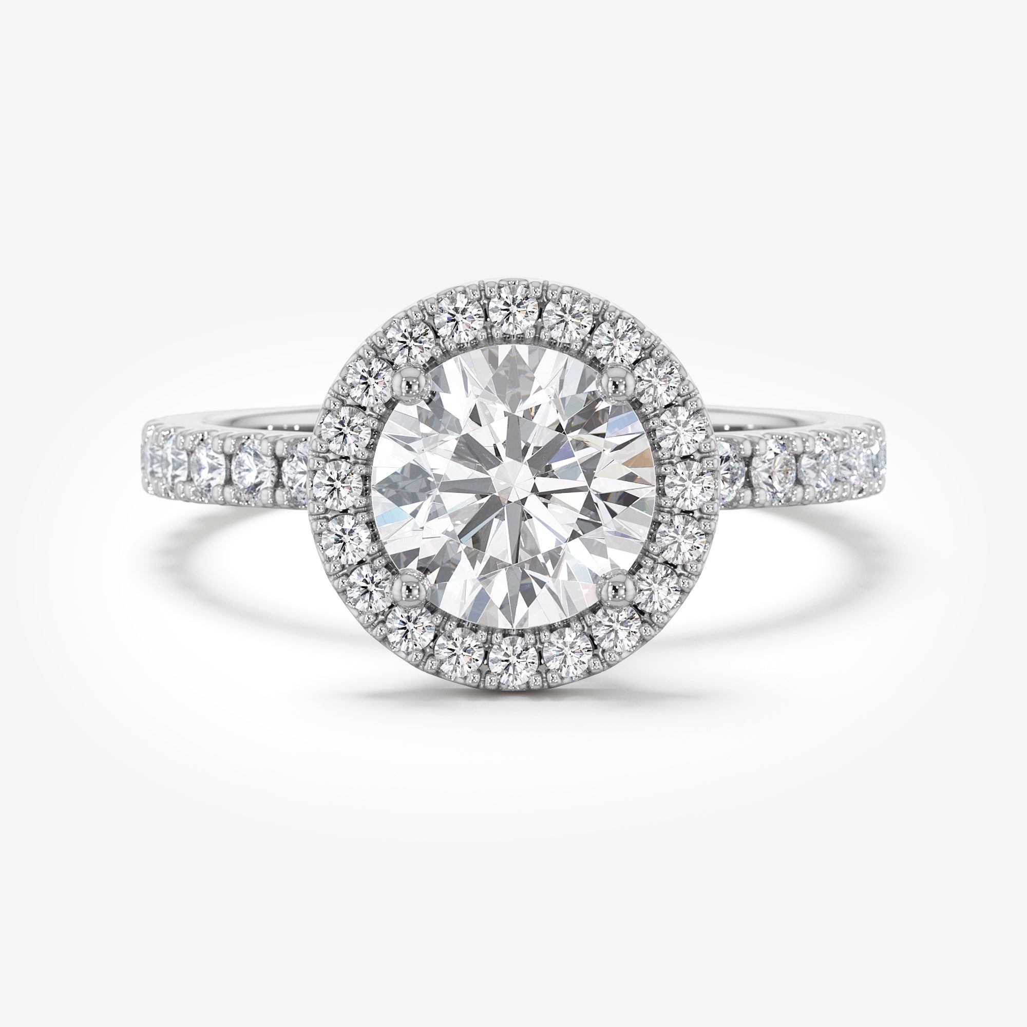 Pavé Diamond Halo Engagement Ring