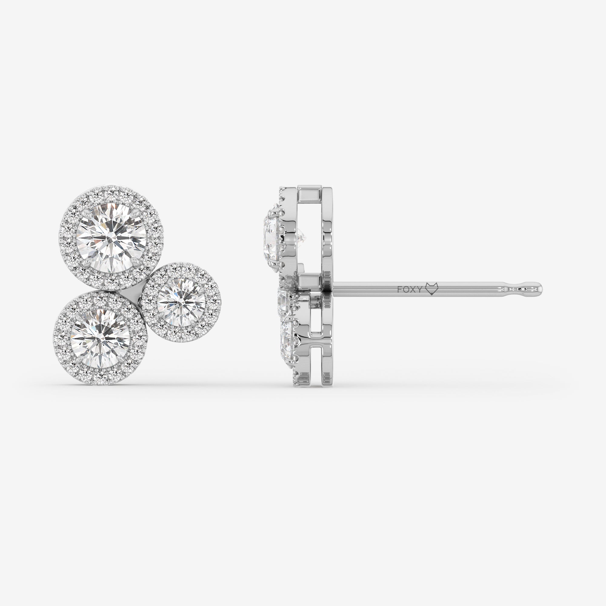 Three-Stone Stud Earrings