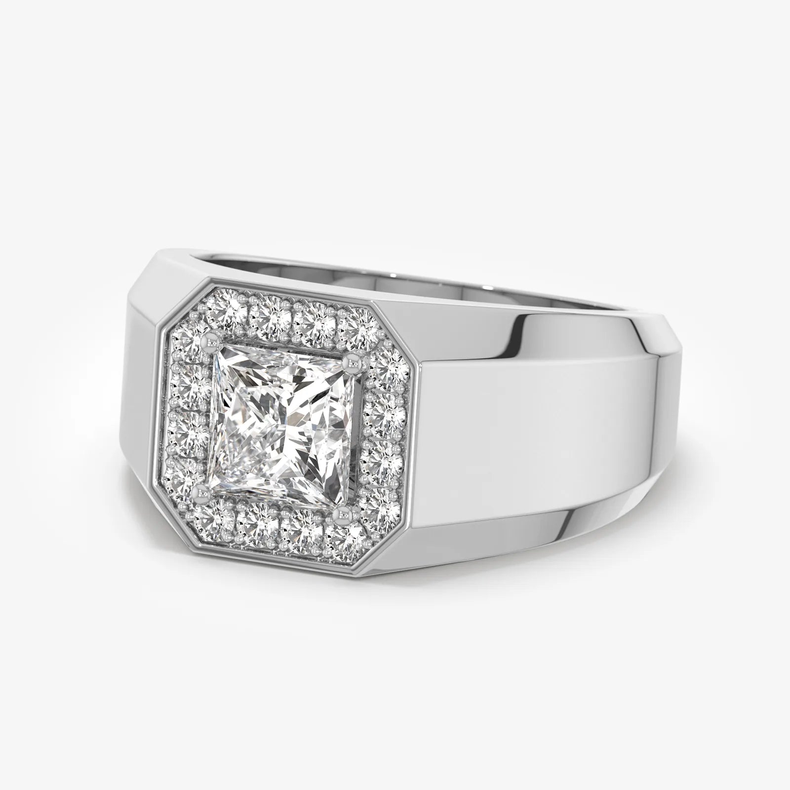 Men's Halo Signet Lab Diamond Ring