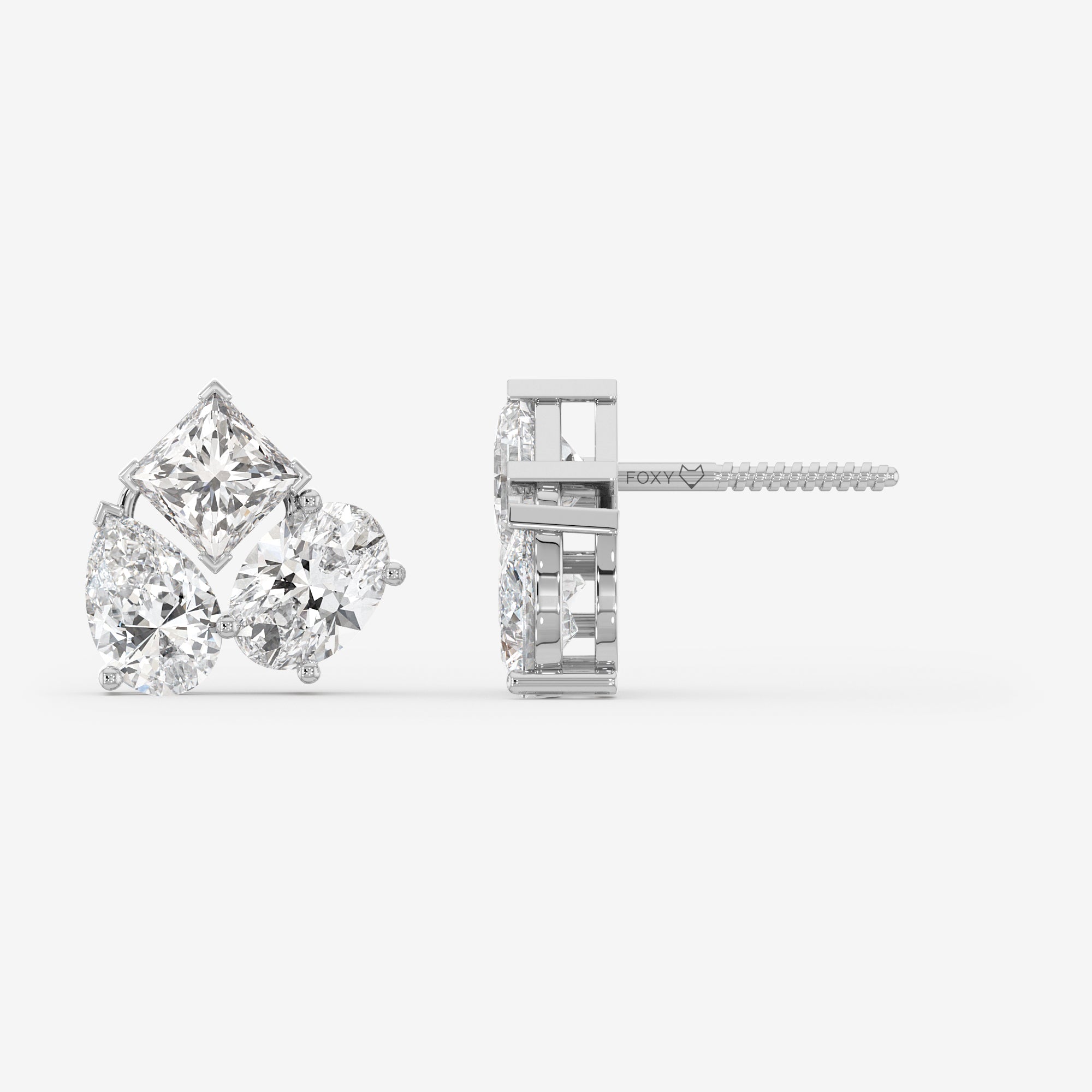 Three-Stone Stud Earrings