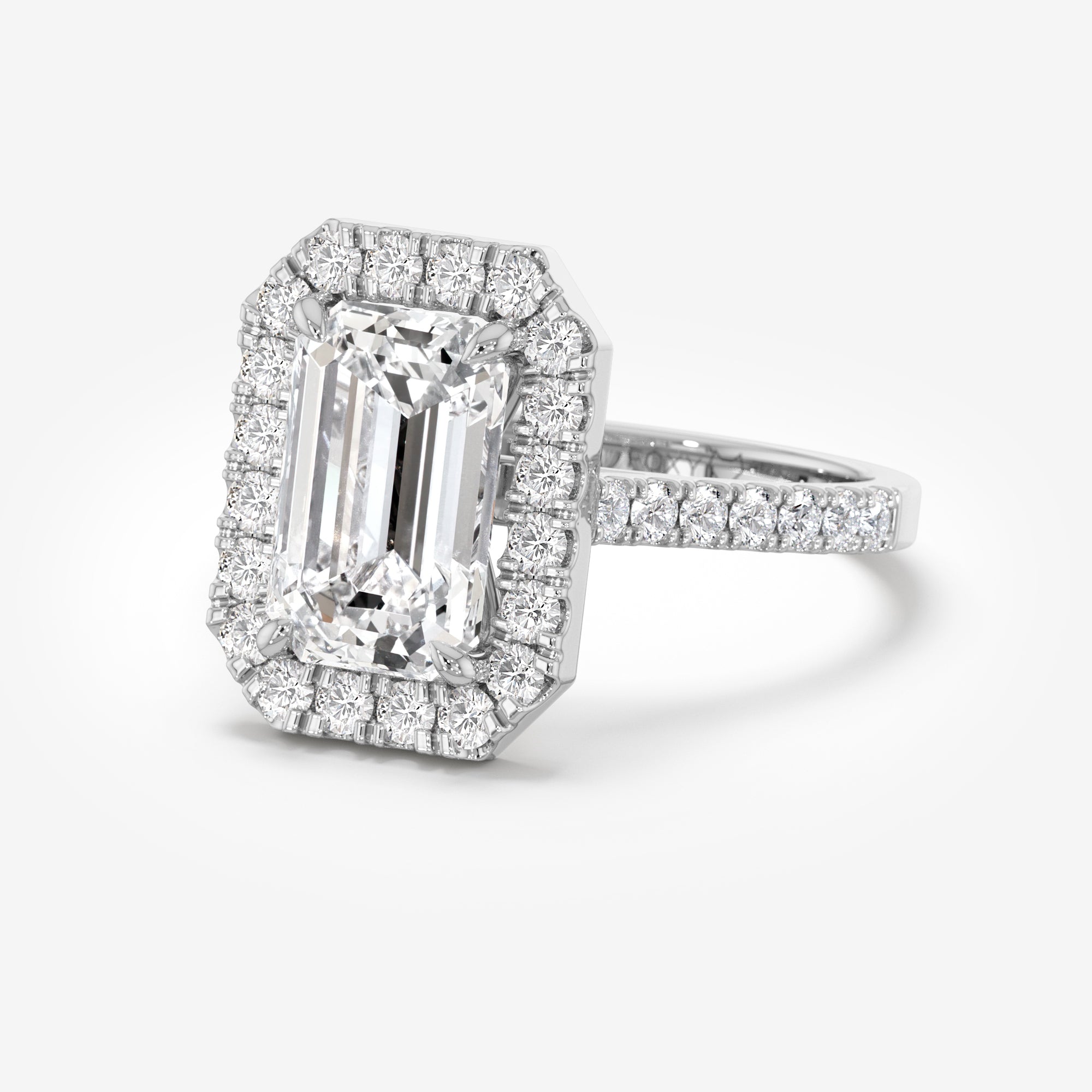 Pavé Diamond Halo Engagement Ring