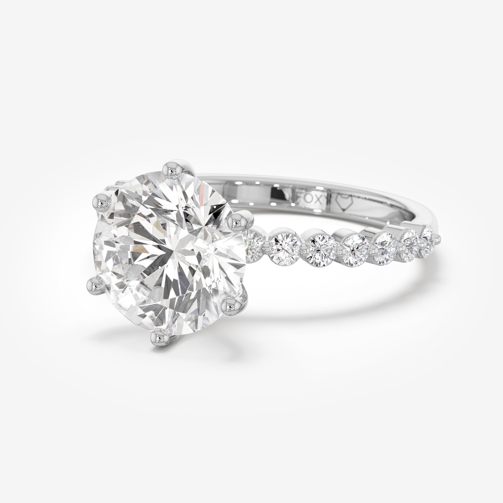 Shared-Prong Pavé Engagement Ring