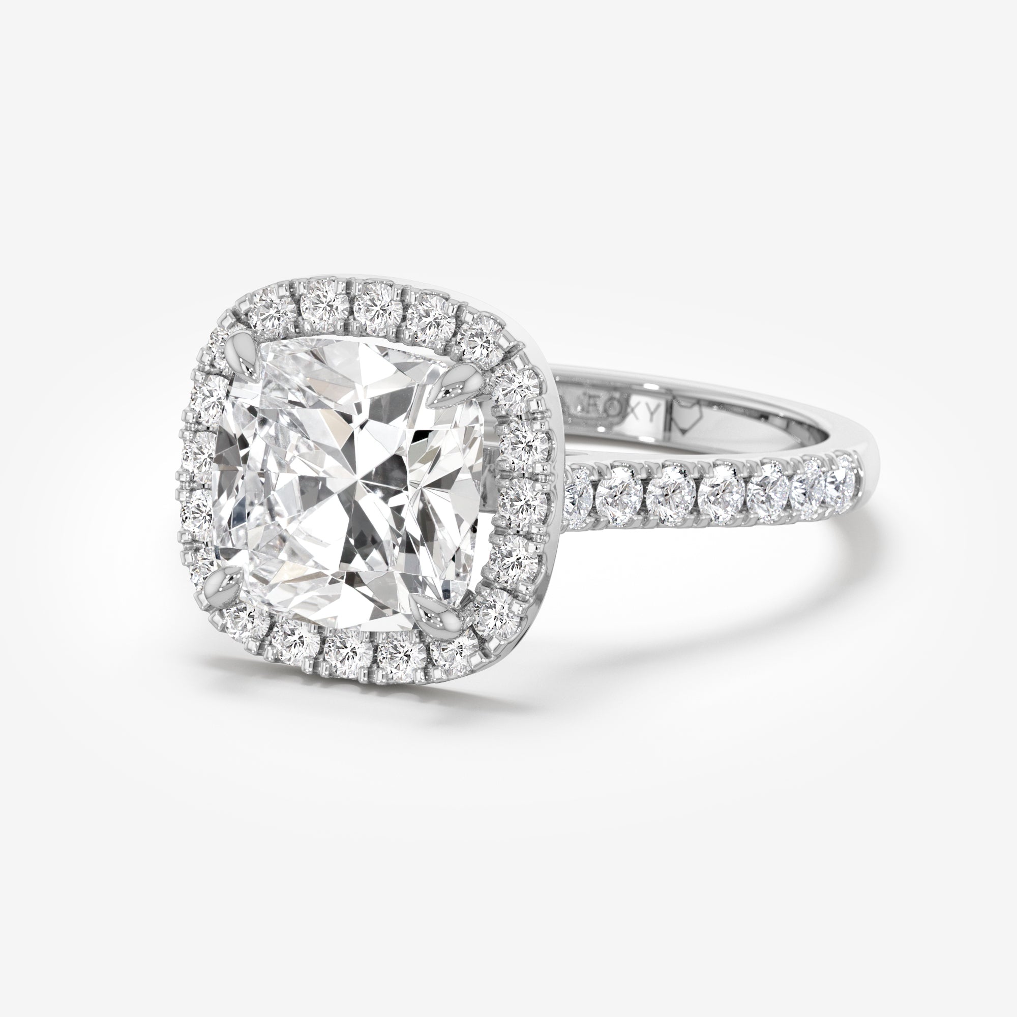 Pavé Diamond Halo Engagement Ring