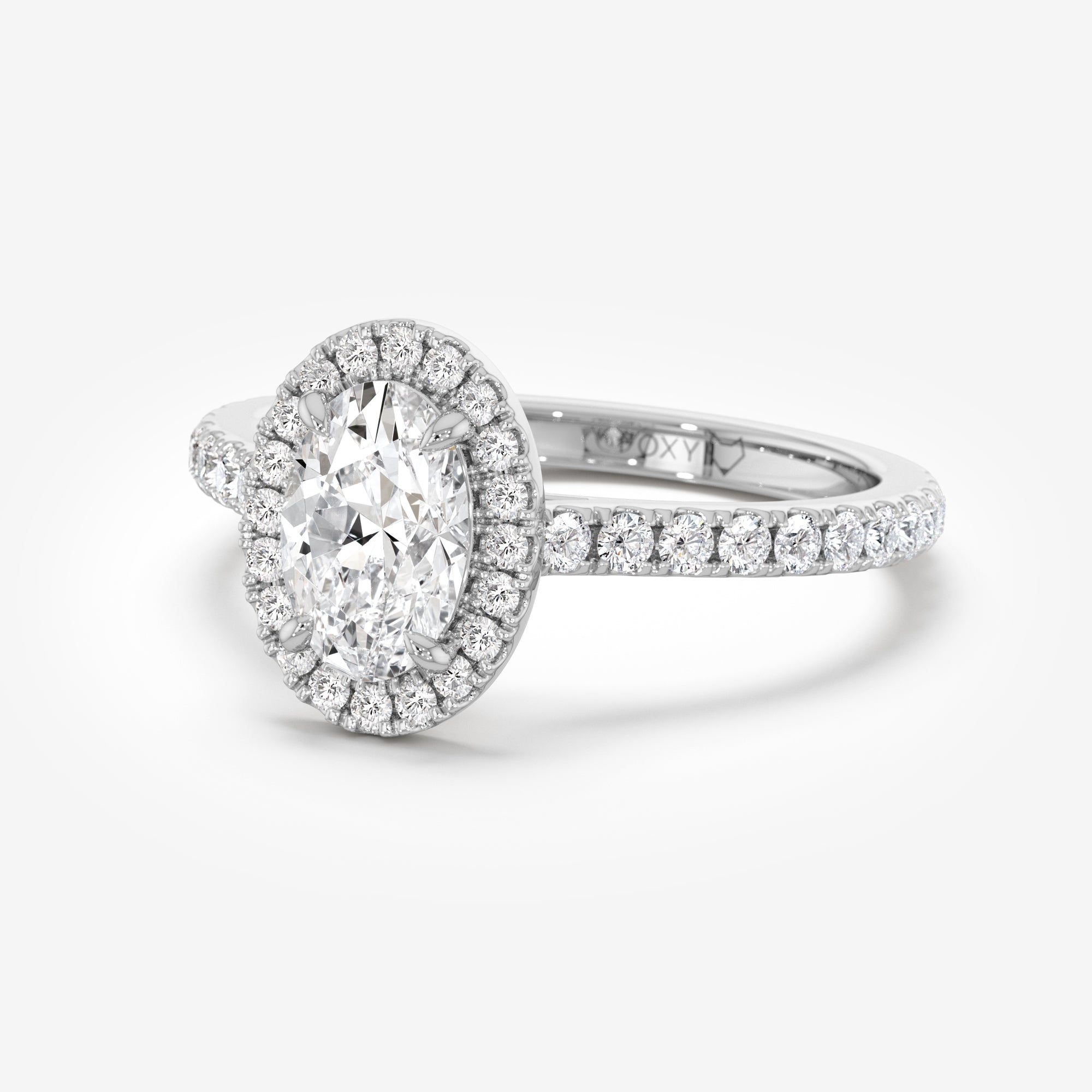 Pavé Diamond Halo Engagement Ring