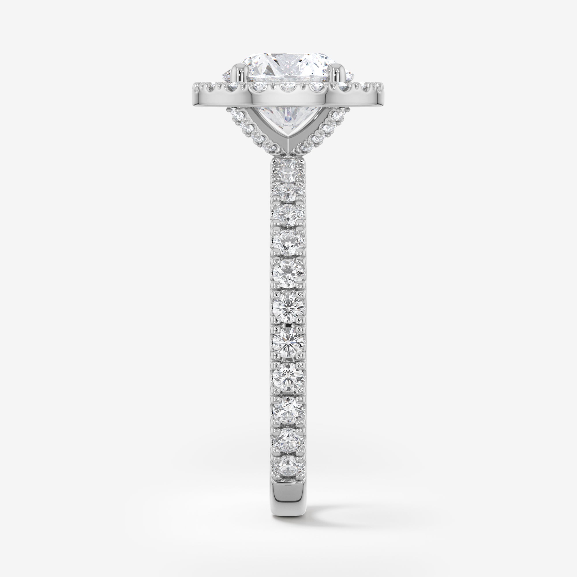 Pavé Diamond Halo Engagement Ring