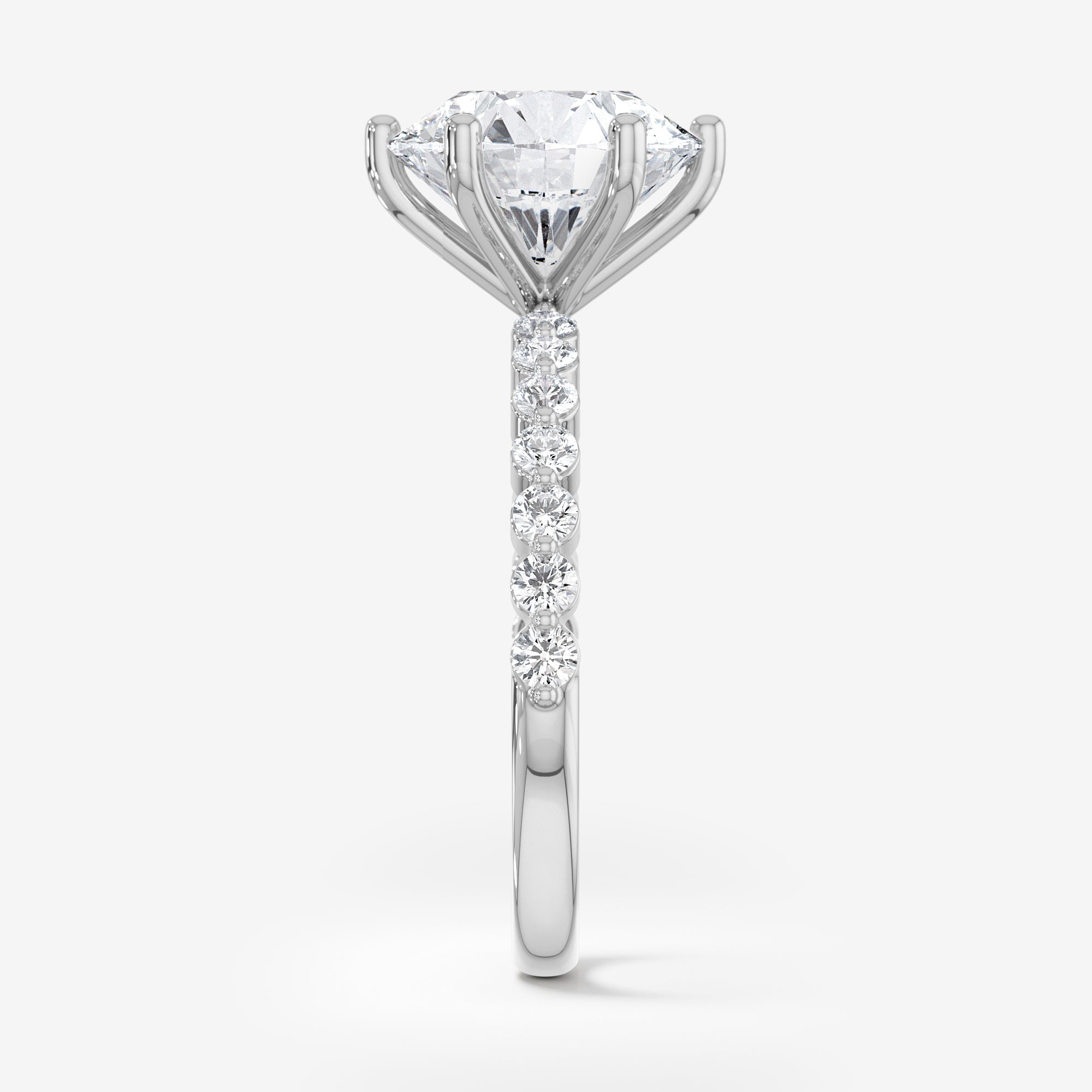 Shared-Prong Pavé Engagement Ring