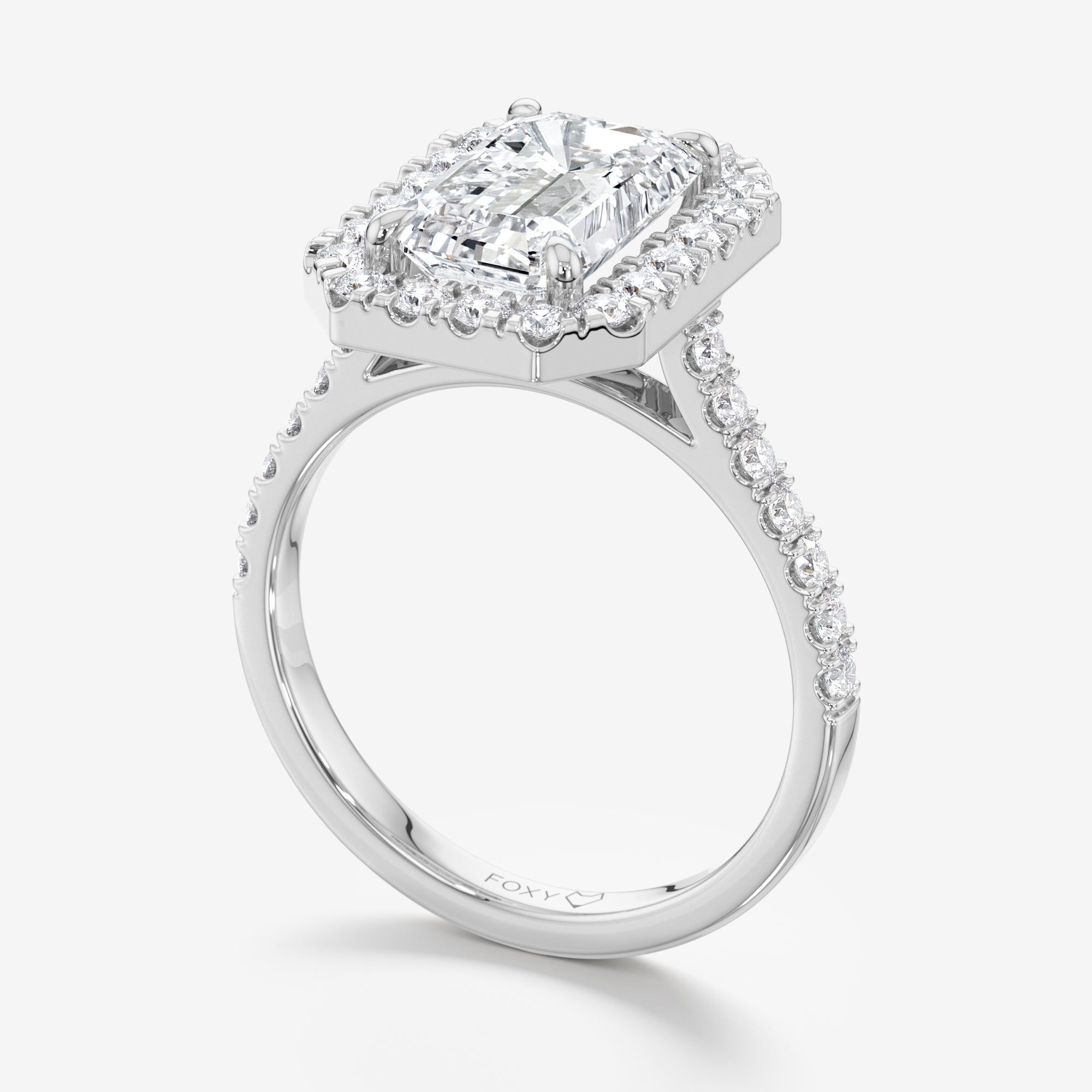 Pavé Diamond Halo Engagement Ring