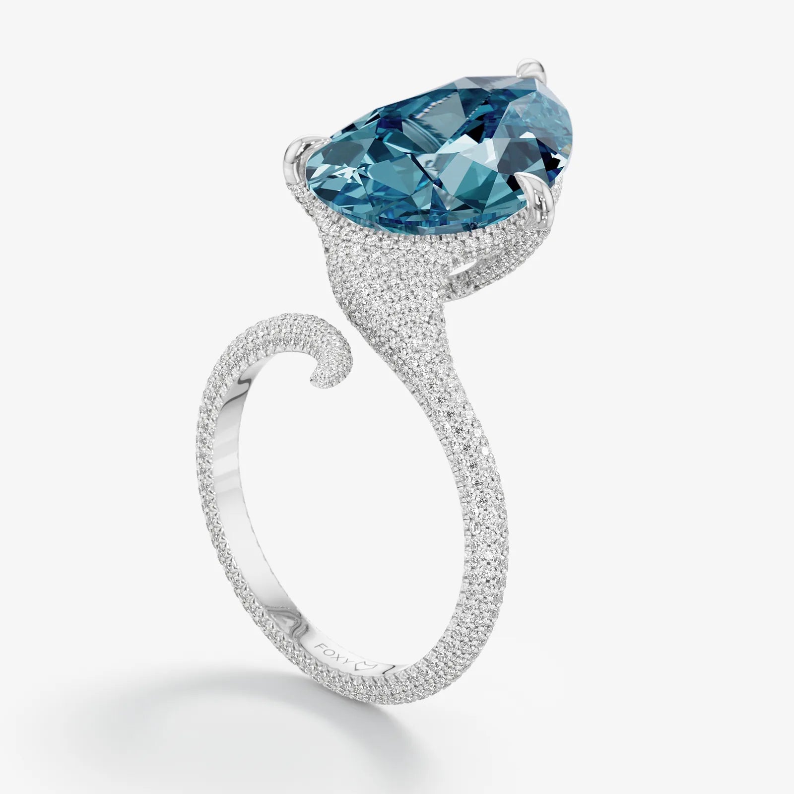 Blue Crush Pear Diamond Ring
