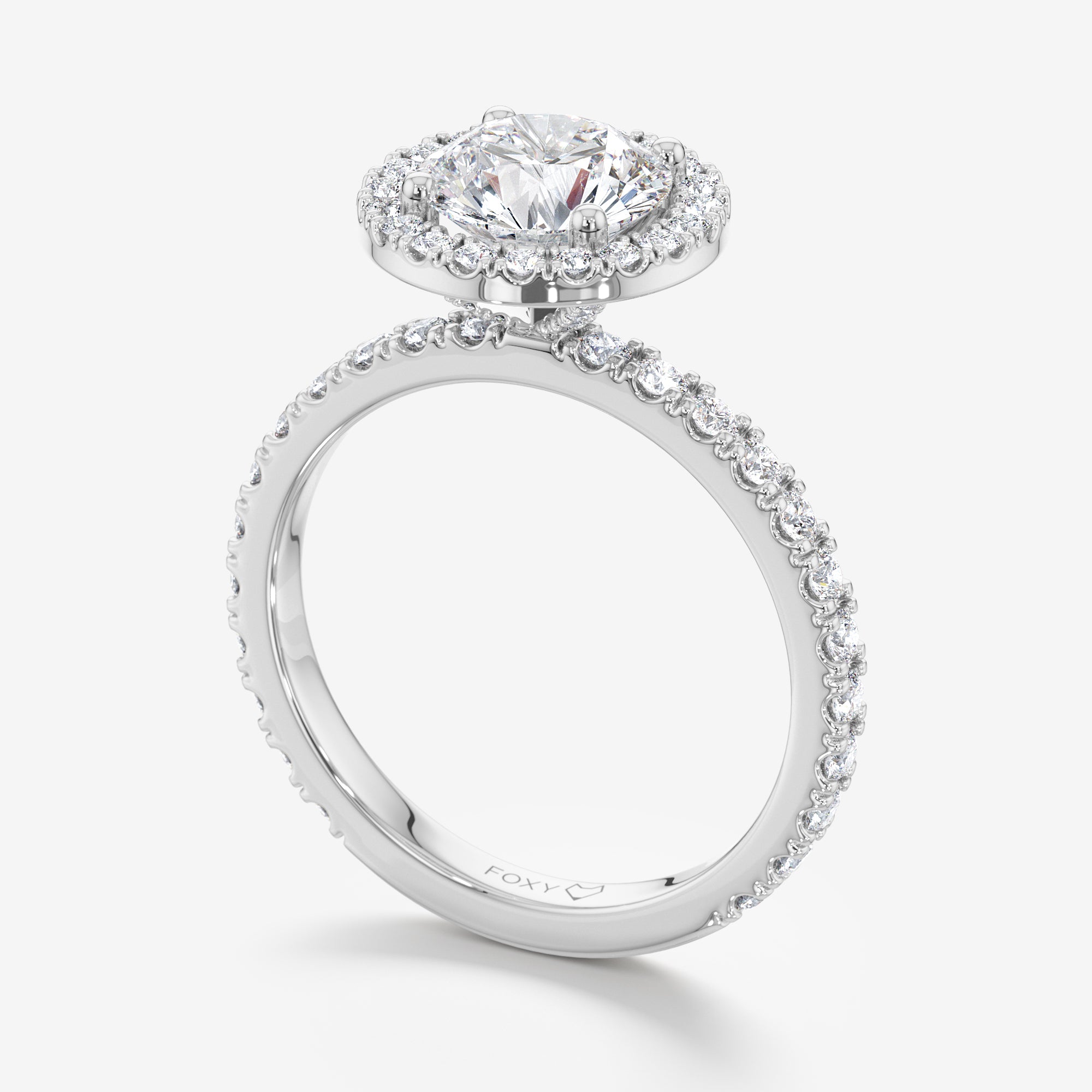 Pavé Diamond Halo Engagement Ring