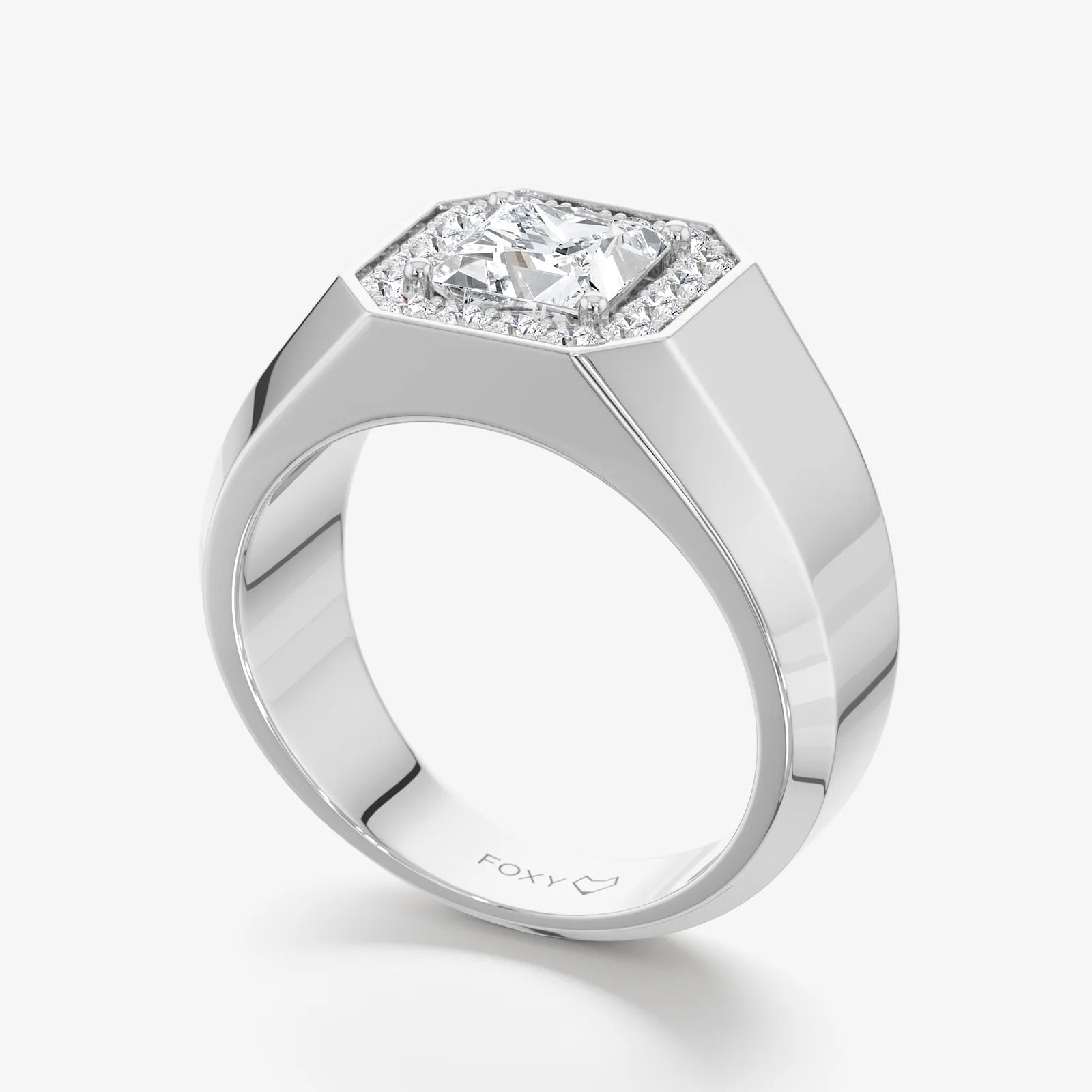 Men's Halo Signet Lab Diamond Ring