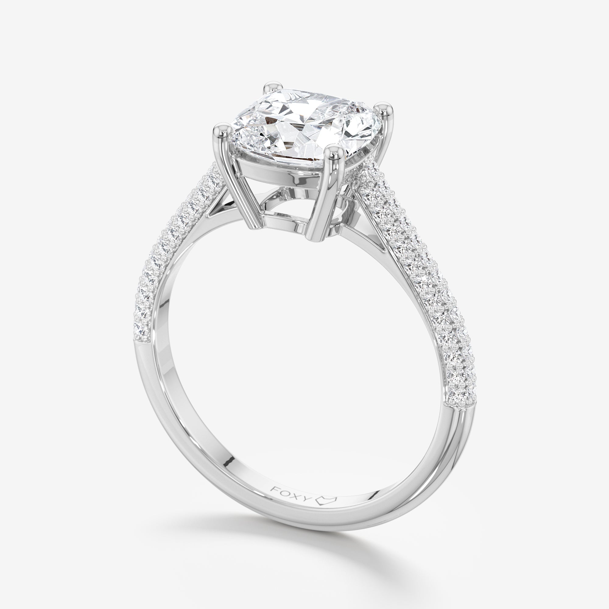 Cathedral Triple Pavé Engagement Ring