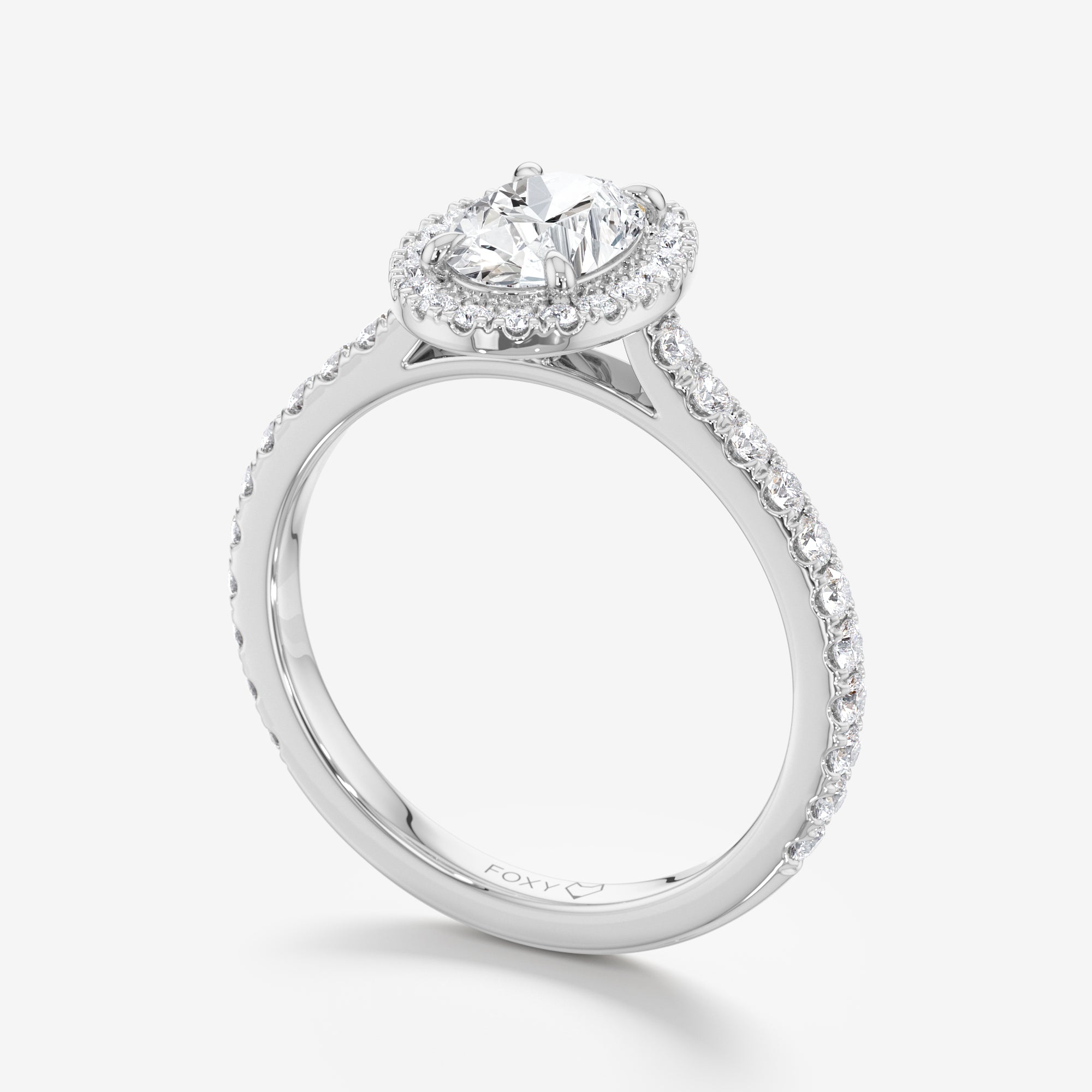 Pavé Diamond Halo Engagement Ring