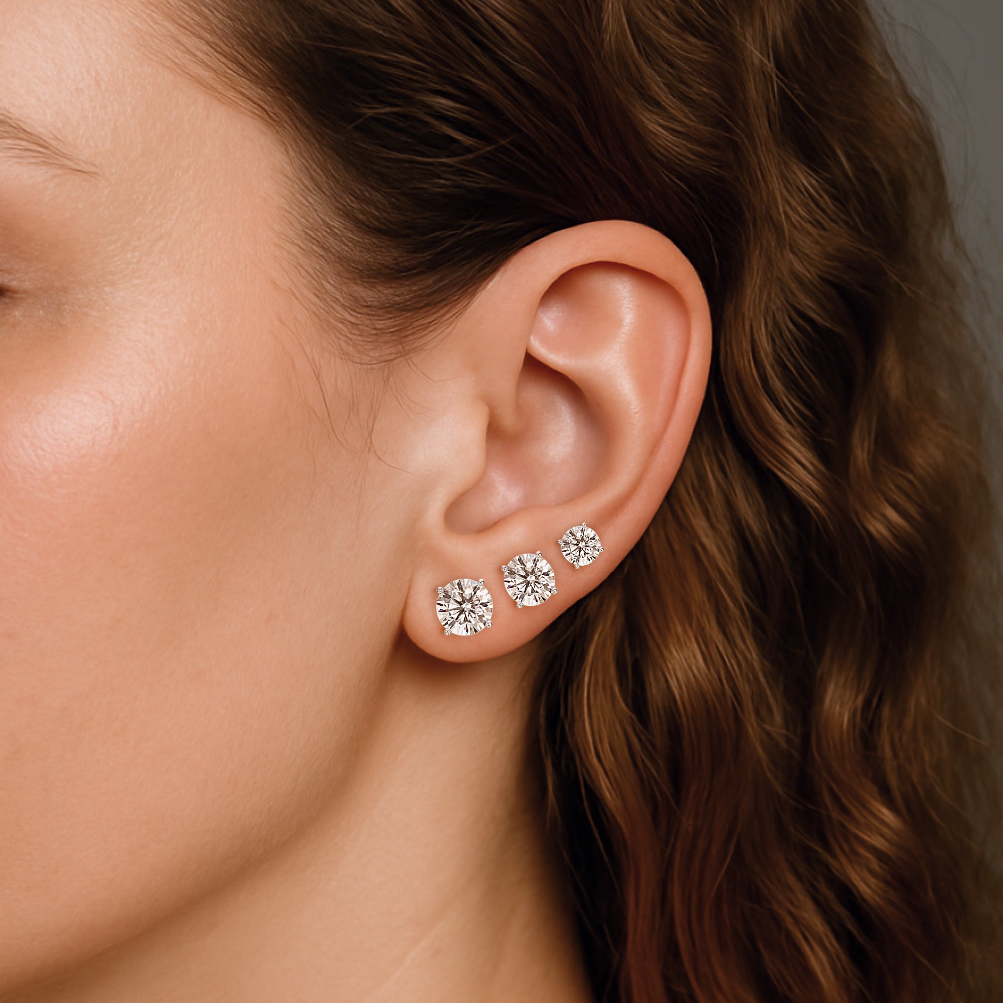 Four Prong Solitaire Stud Earrings