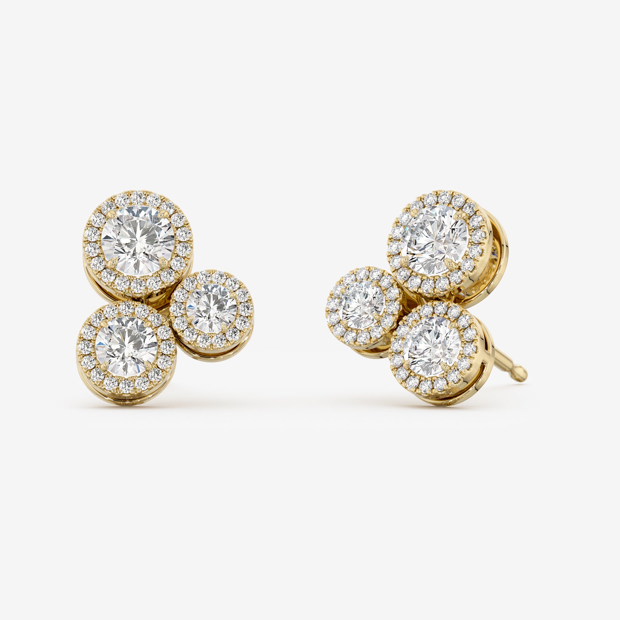 Three-Stone Stud Earrings