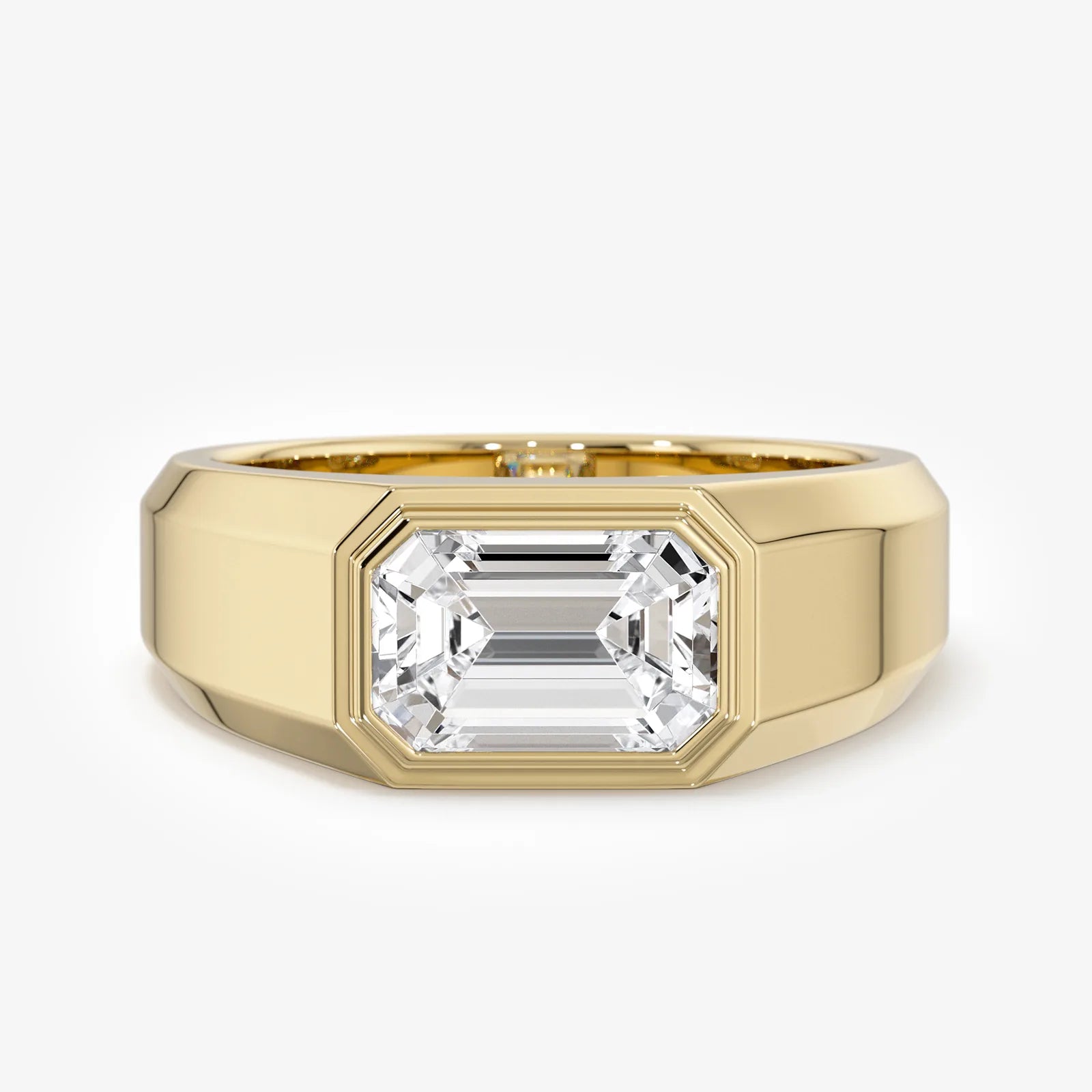 Men's Signet Emerald Cut Lab Diamond Ring