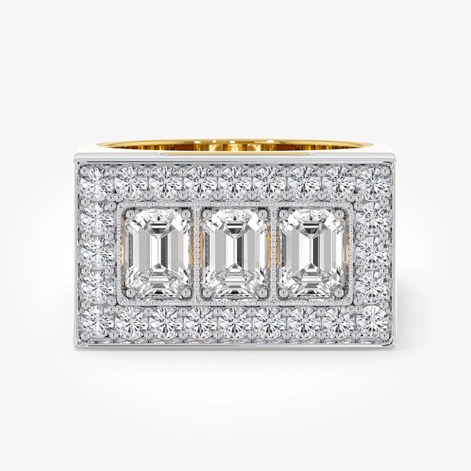 Men's Statement Signet Emerald Cut Lab Diamond Ring