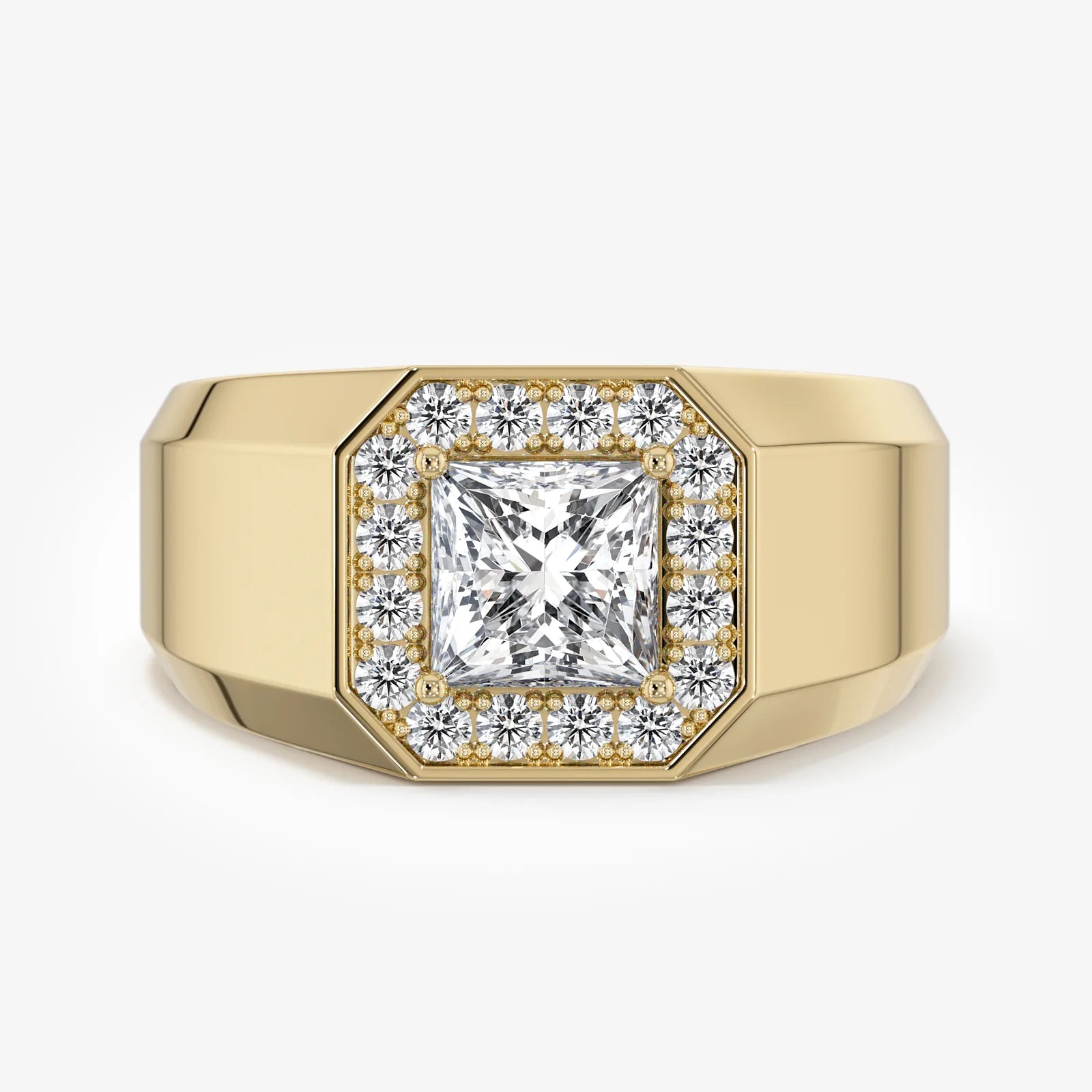 Men's Halo Signet Lab Diamond Ring