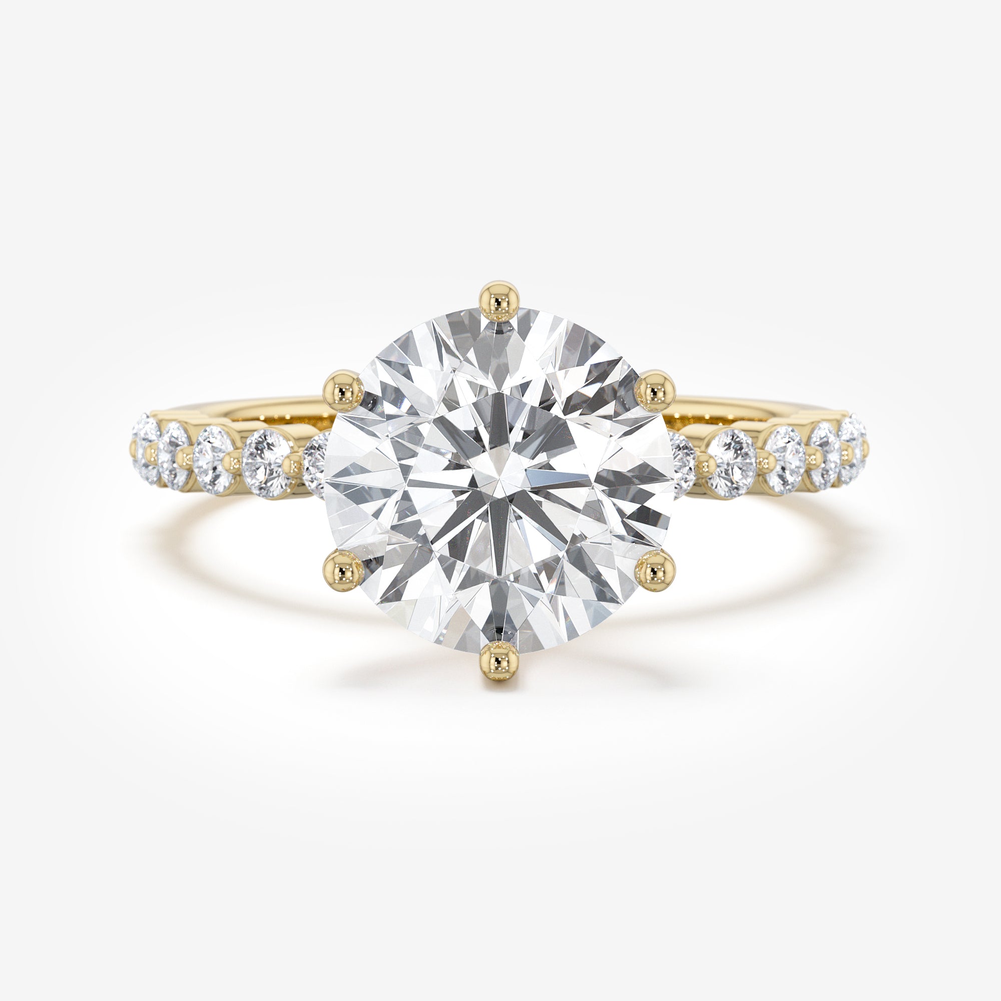 Shared-Prong Pavé Engagement Ring