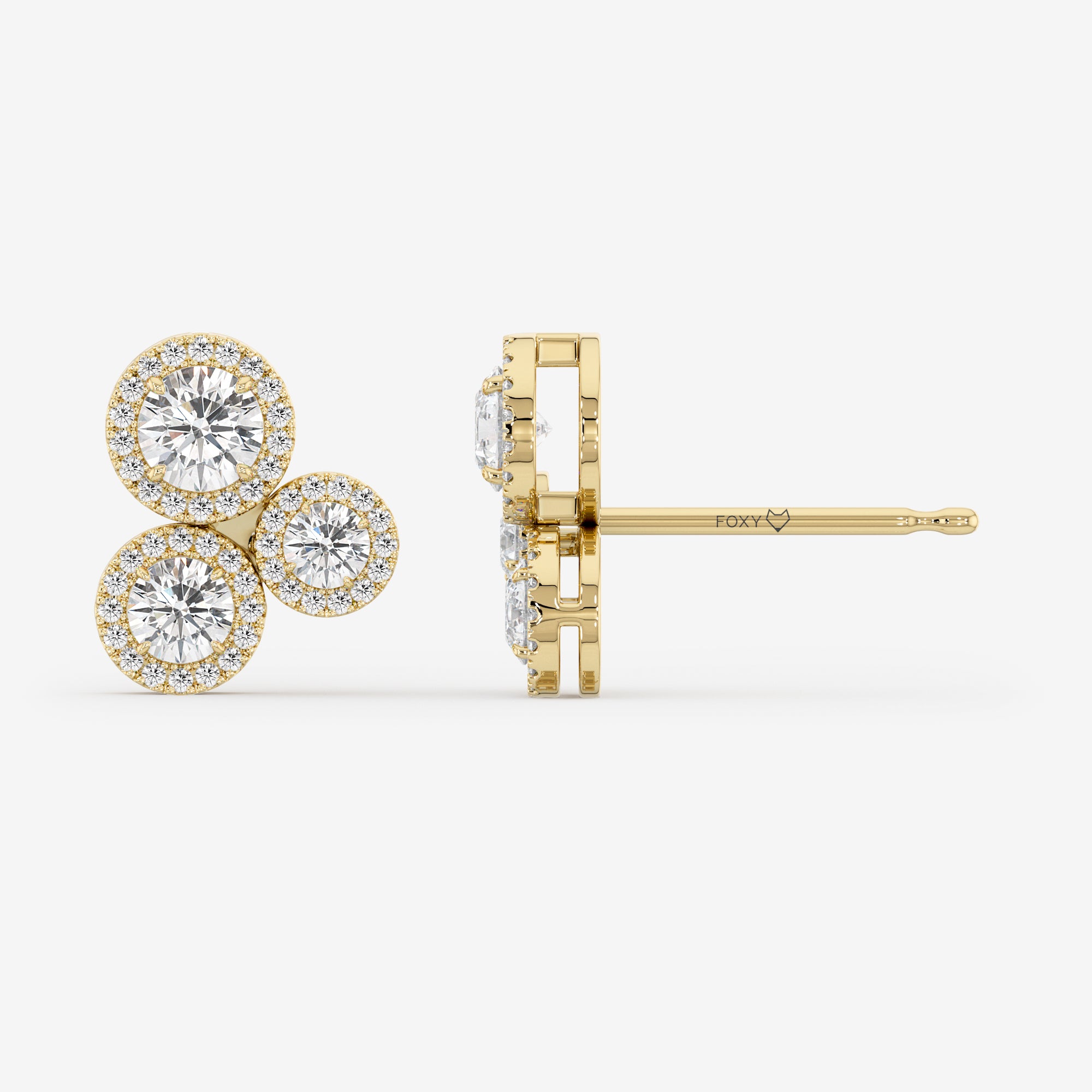 Three-Stone Stud Earrings