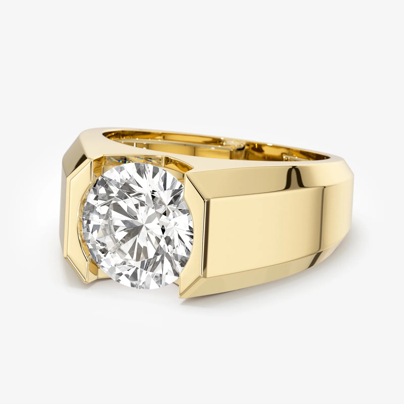 Men's Signet Round Cut Lab Diamond Ring