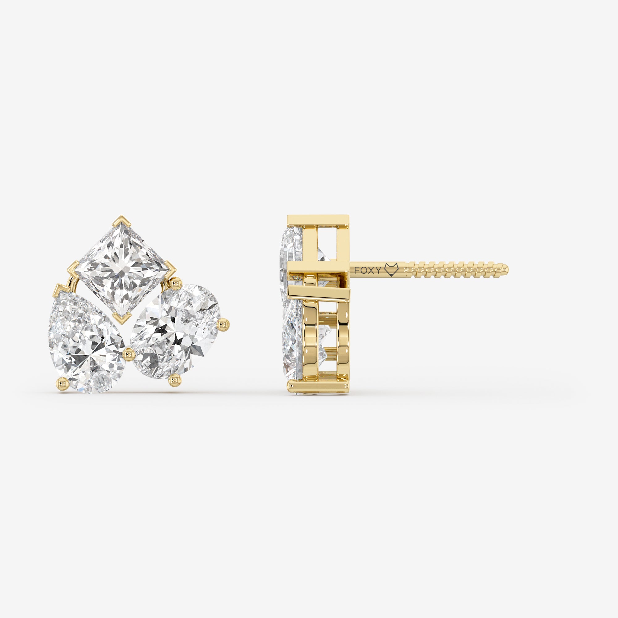 Three-Stone Stud Earrings