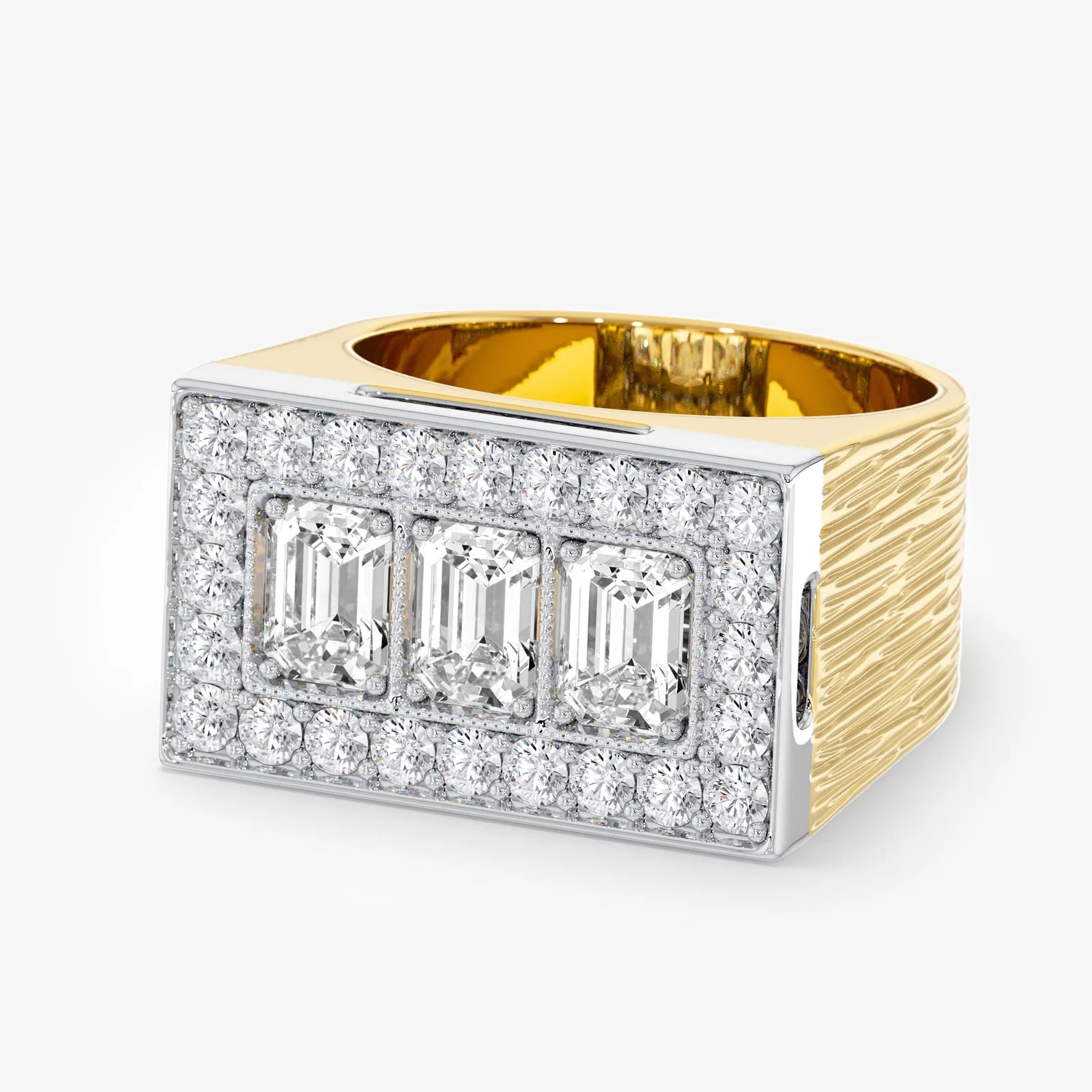Men's Statement Signet Emerald Cut Lab Diamond Ring
