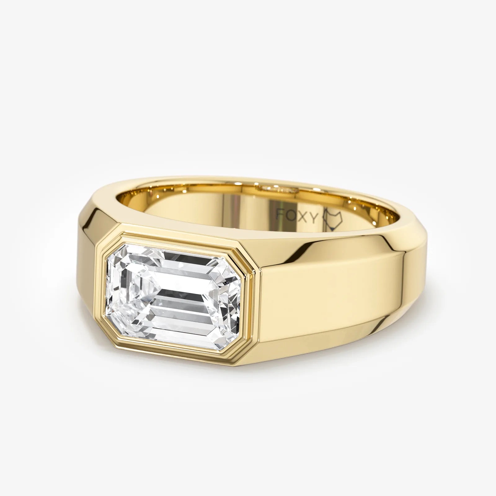 Men's Signet Emerald Cut Lab Diamond Ring