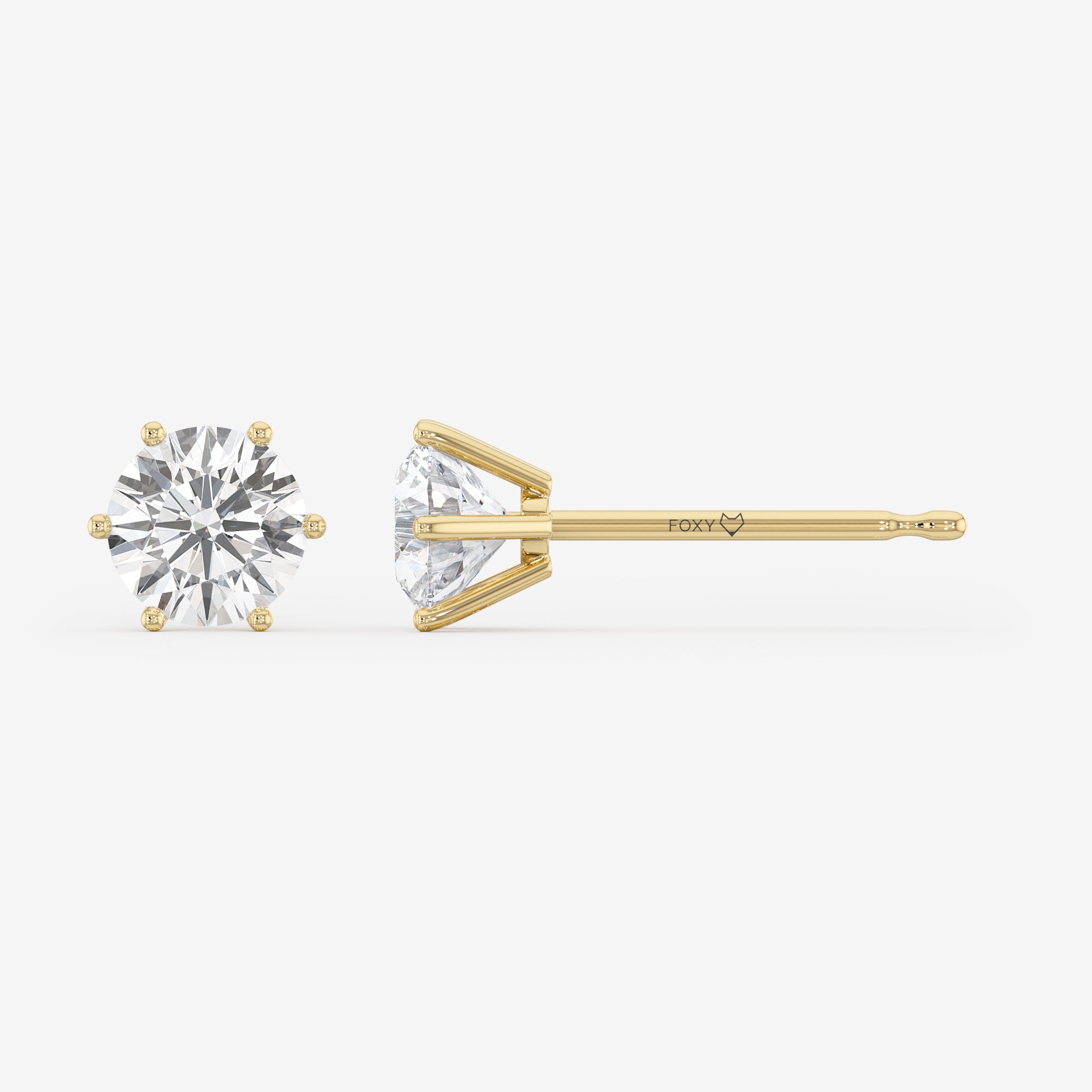 Six Prong Solitaire Stud Earrings