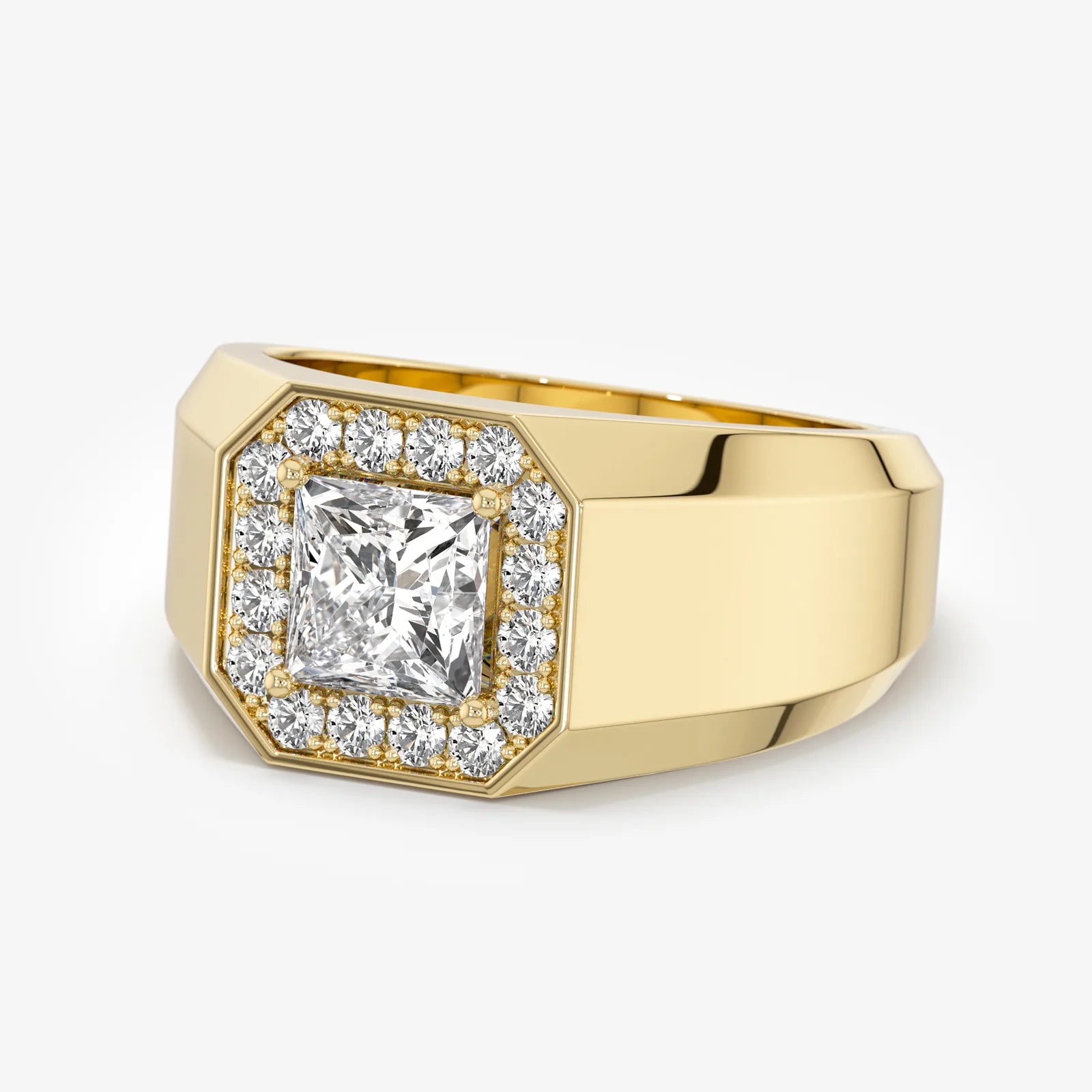 Men's Halo Signet Lab Diamond Ring