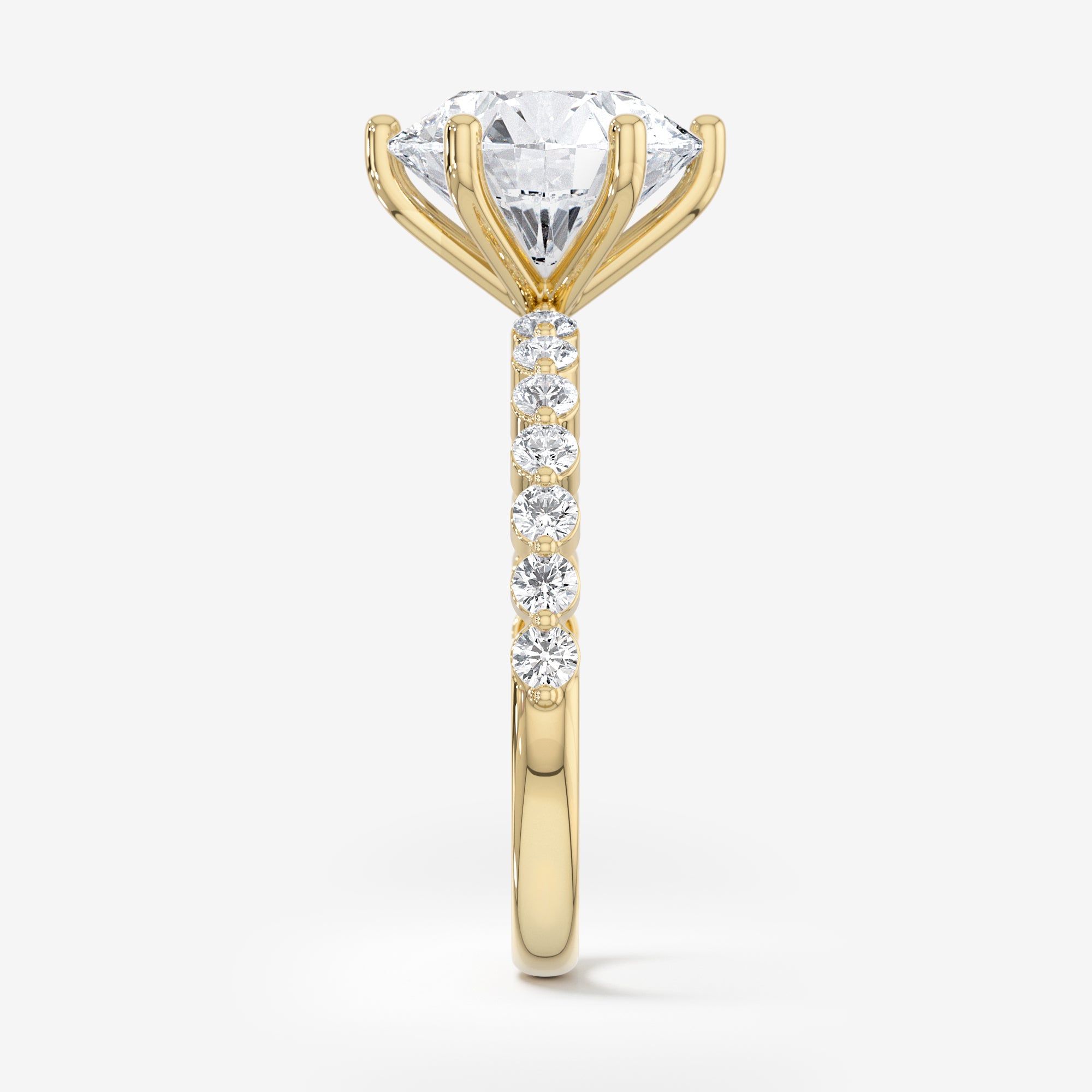 Shared-Prong Pavé Engagement Ring