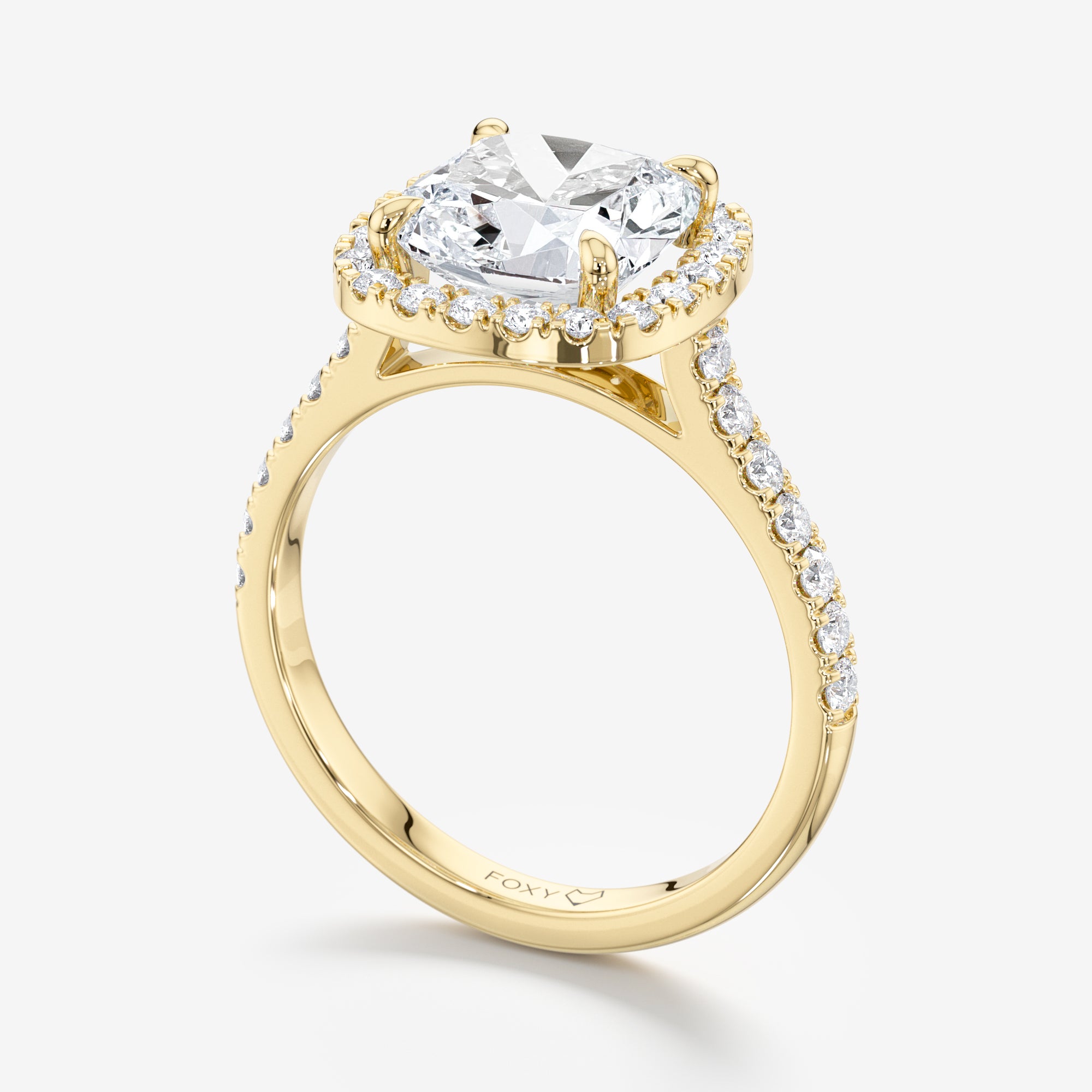 Pavé Diamond Halo Engagement Ring