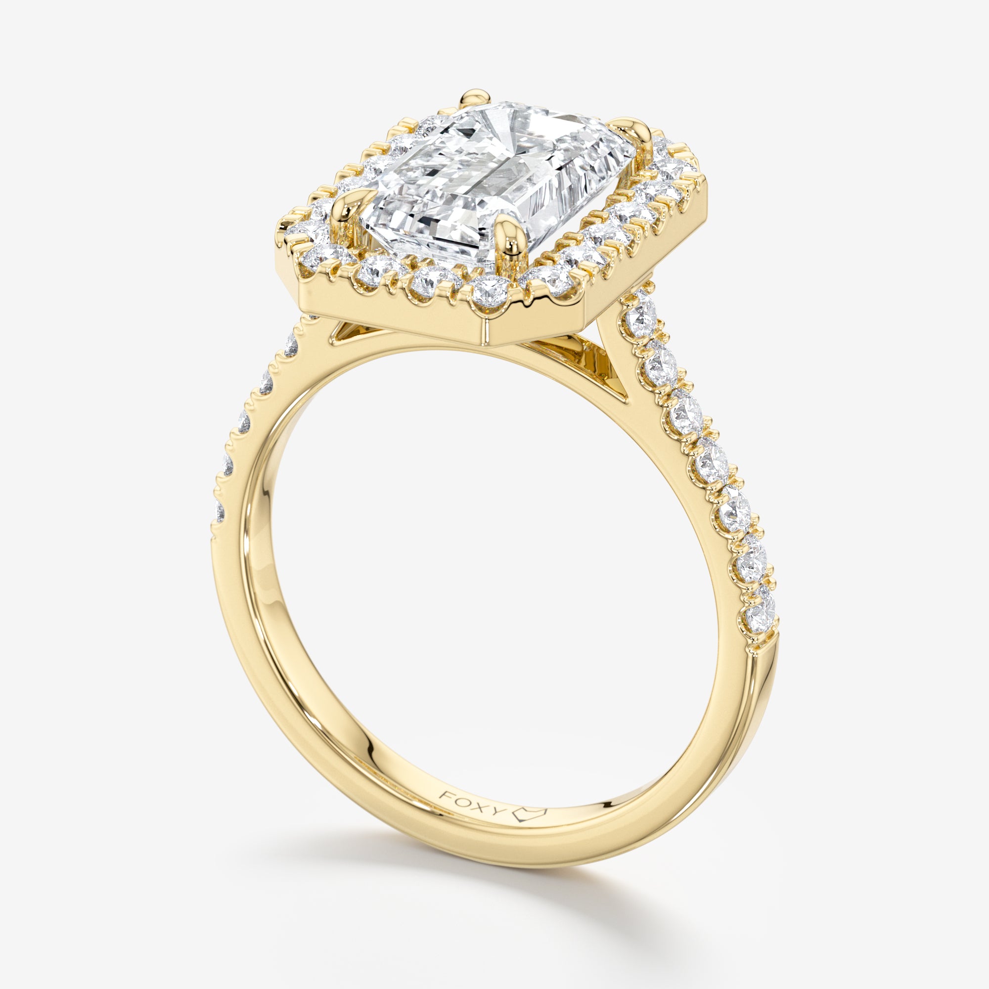 Pavé Diamond Halo Engagement Ring